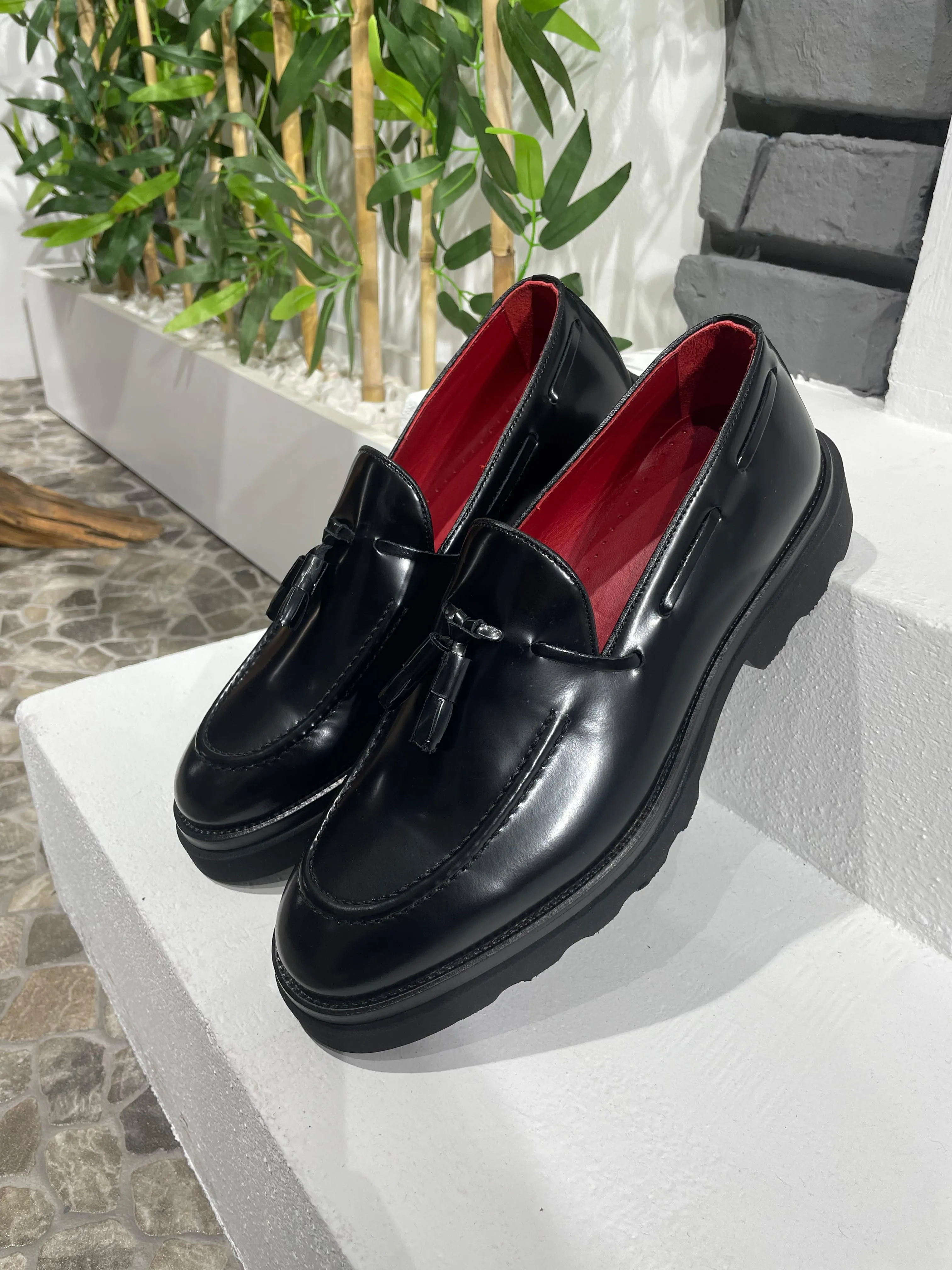 Black Calf Tassel Loafers