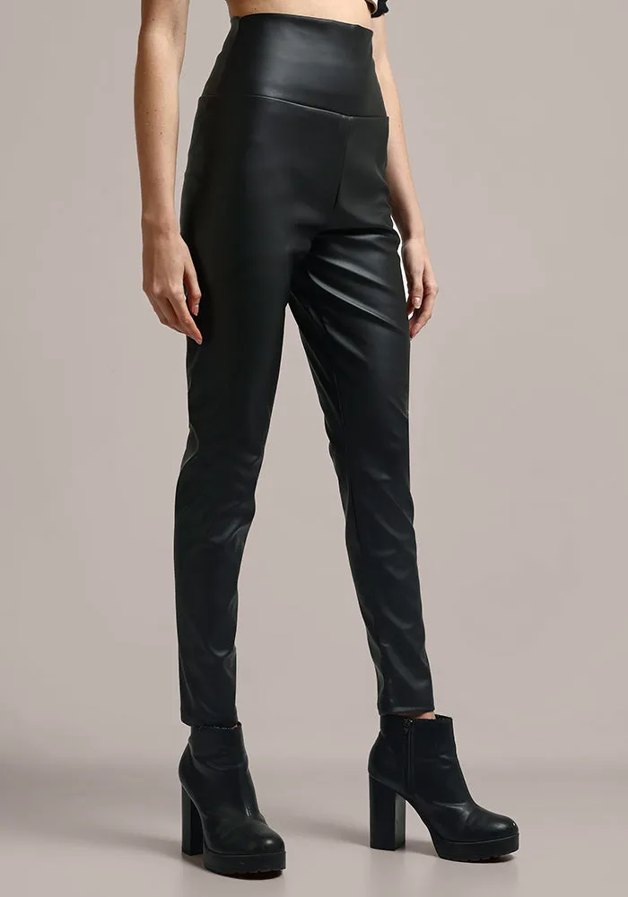 Black Faux Leather High Waisted Leggings