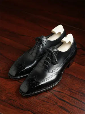 BLACK LEATHER MODENA BROGUE WINGTIP OXFORD SHOE-FORMAL SHOES