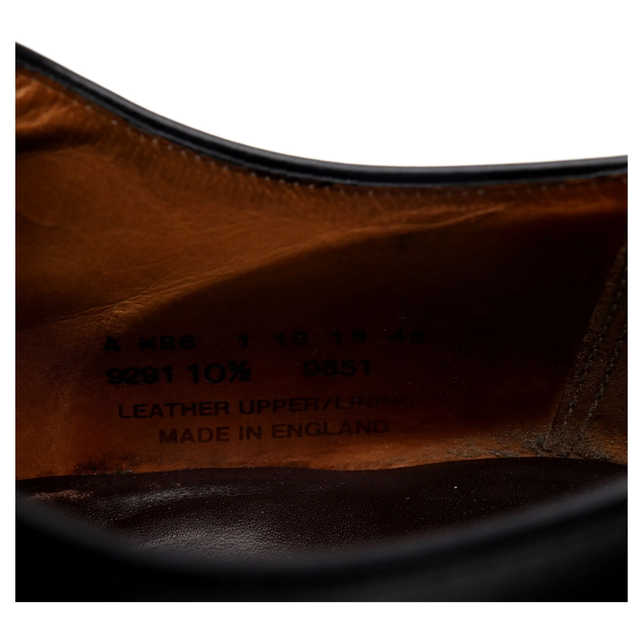 Black Leather Wholecut Oxford UK 10.5
