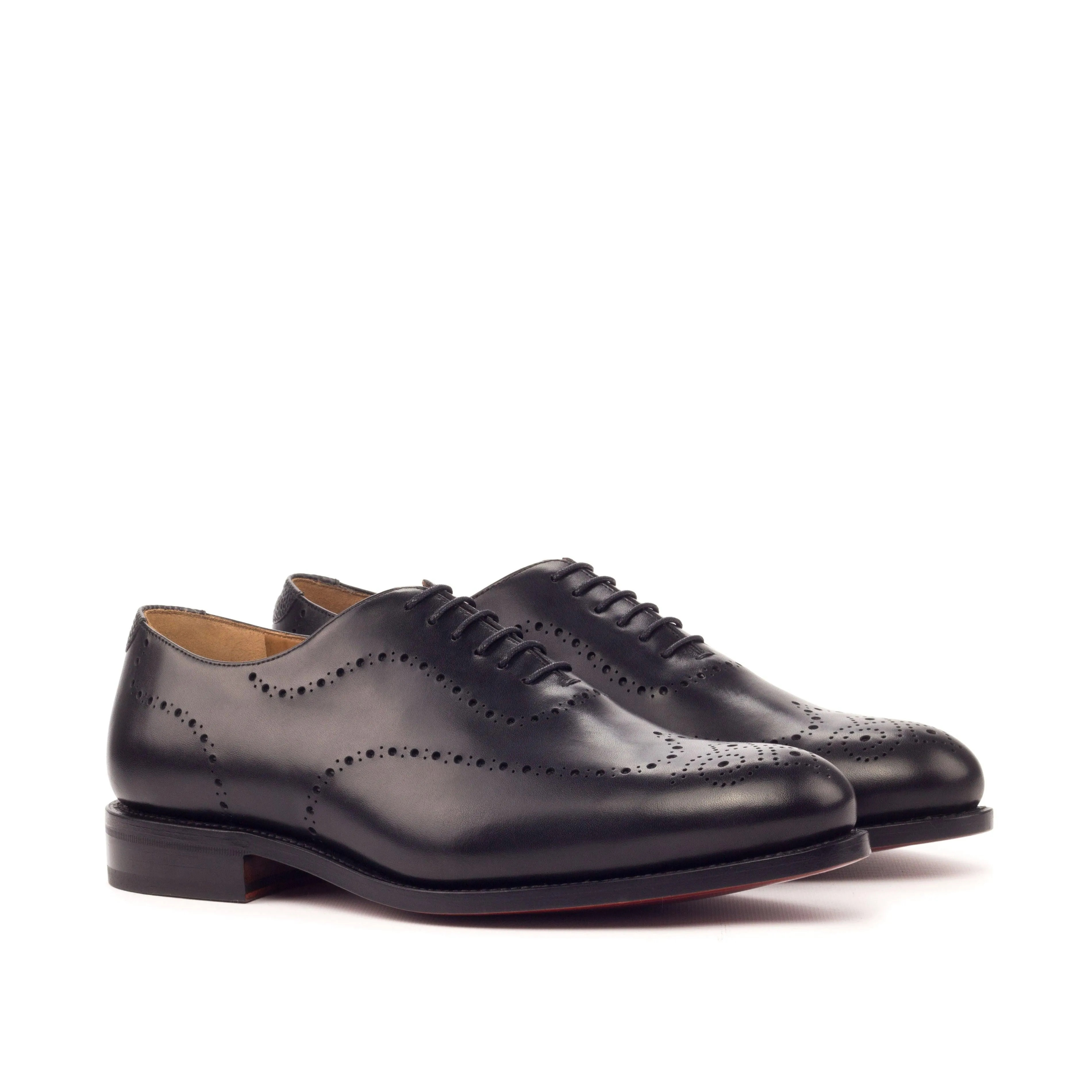 Black Leather Wholecut Shoes
