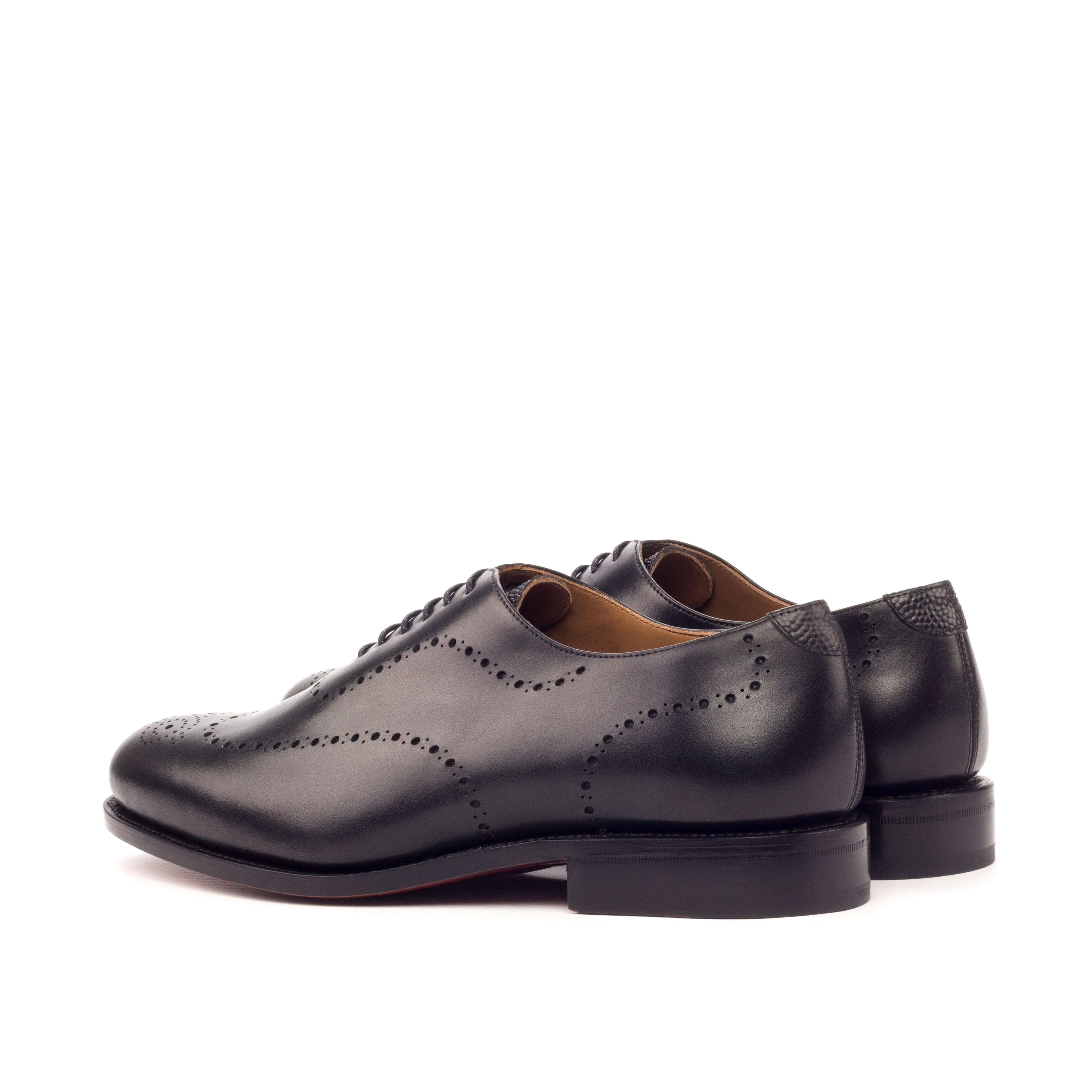 Black Leather Wholecut Shoes