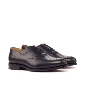 Black Leather Wholecut Shoes