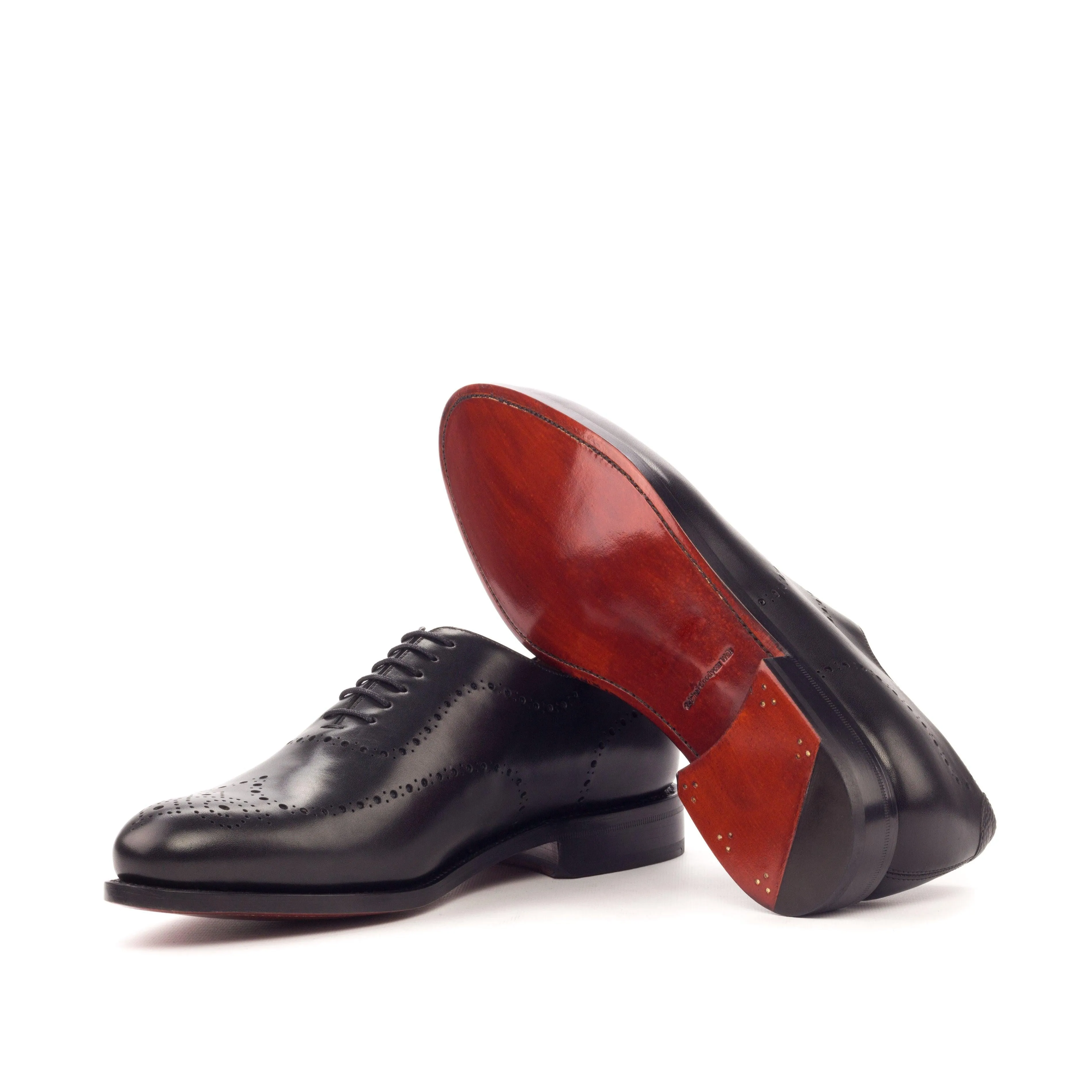 Black Leather Wholecut Shoes