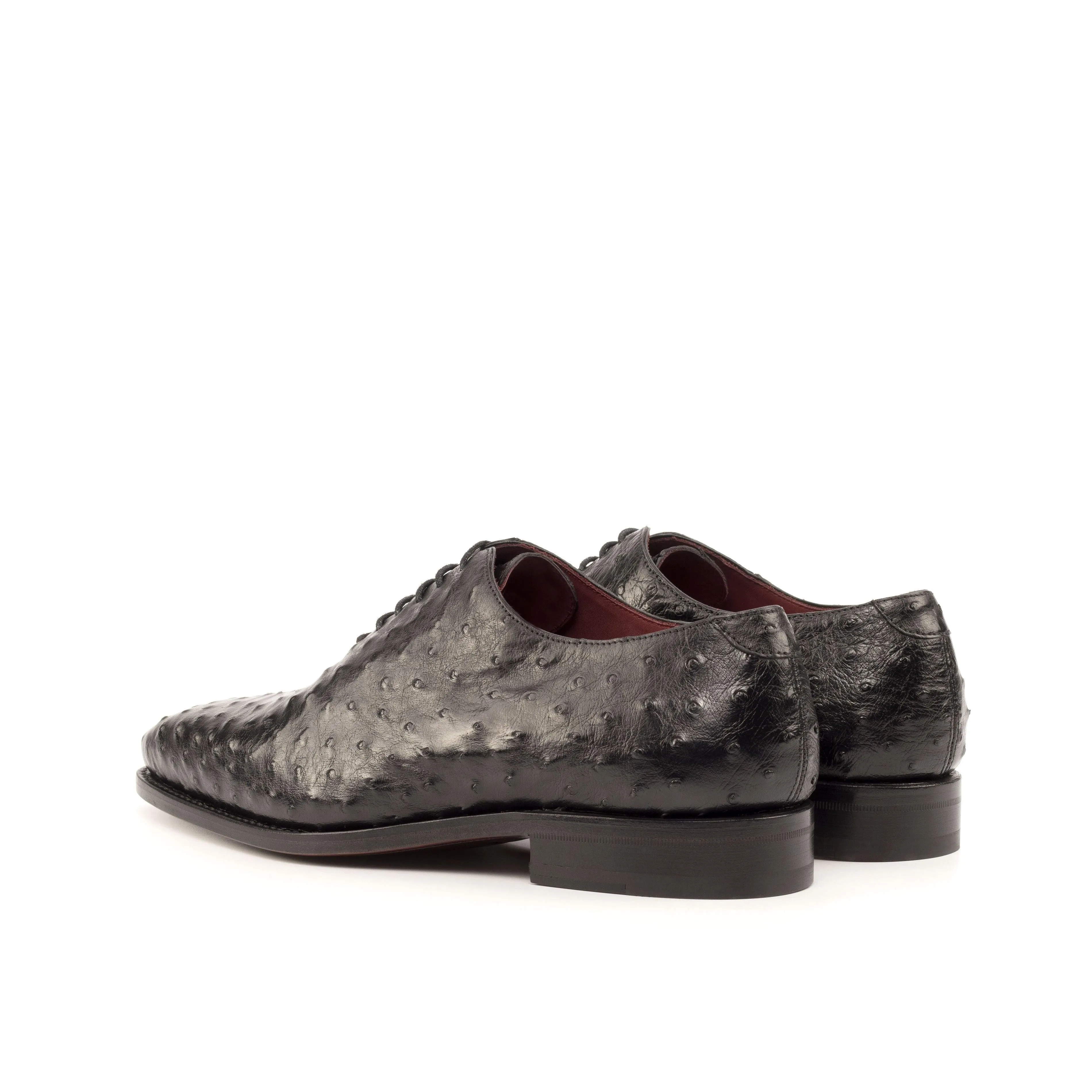 Black Ostrich Wholecut Shoes