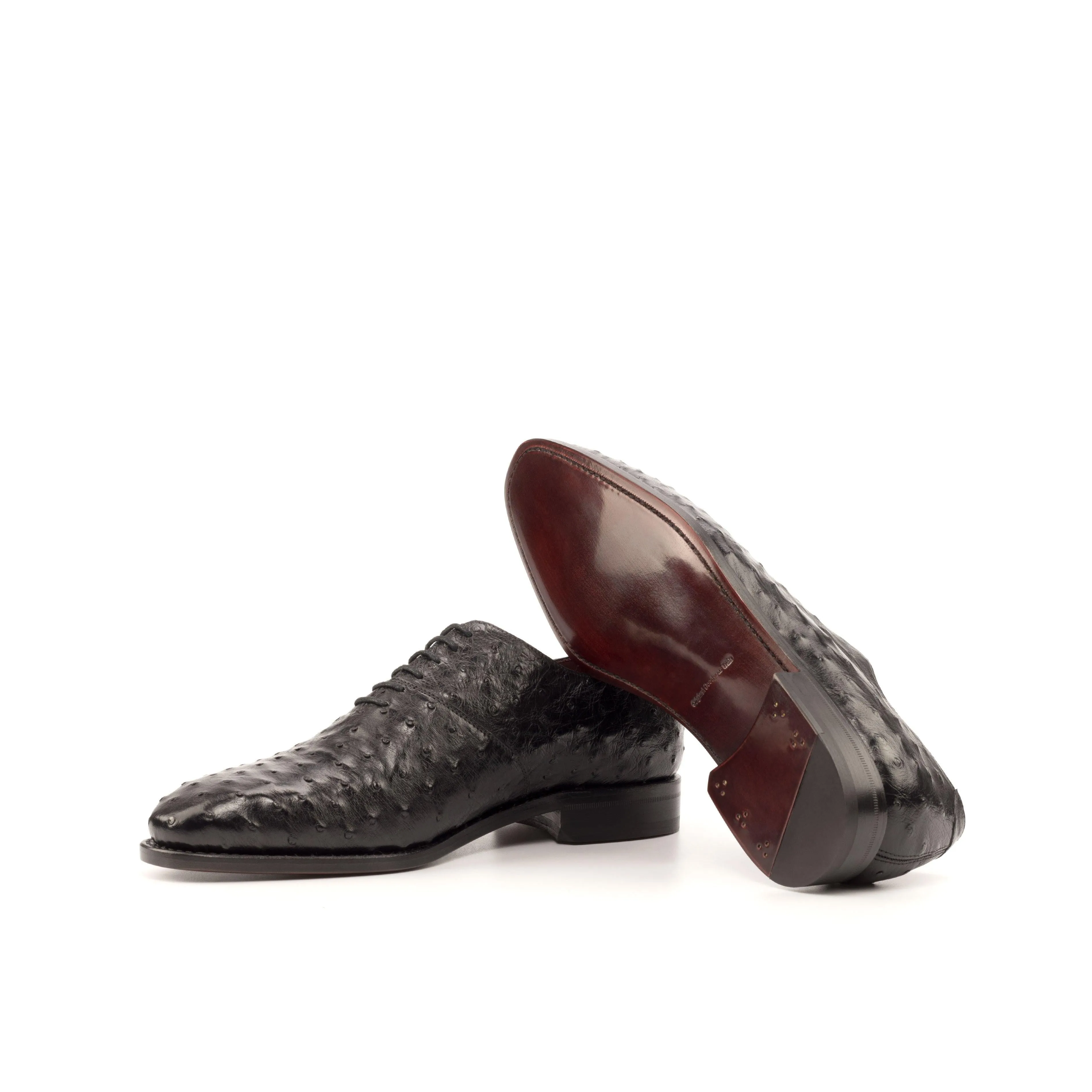 Black Ostrich Wholecut Shoes