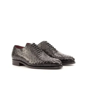 Black Ostrich Wholecut Shoes