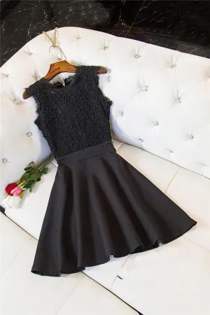 Black Simple Scoop Stain Short Prom Dress, Cheap Homecoming Dress, Party Dress MH118