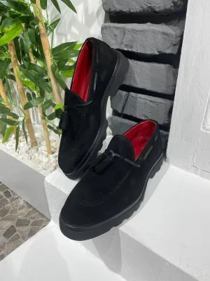 Black Suede Tassel Loafers