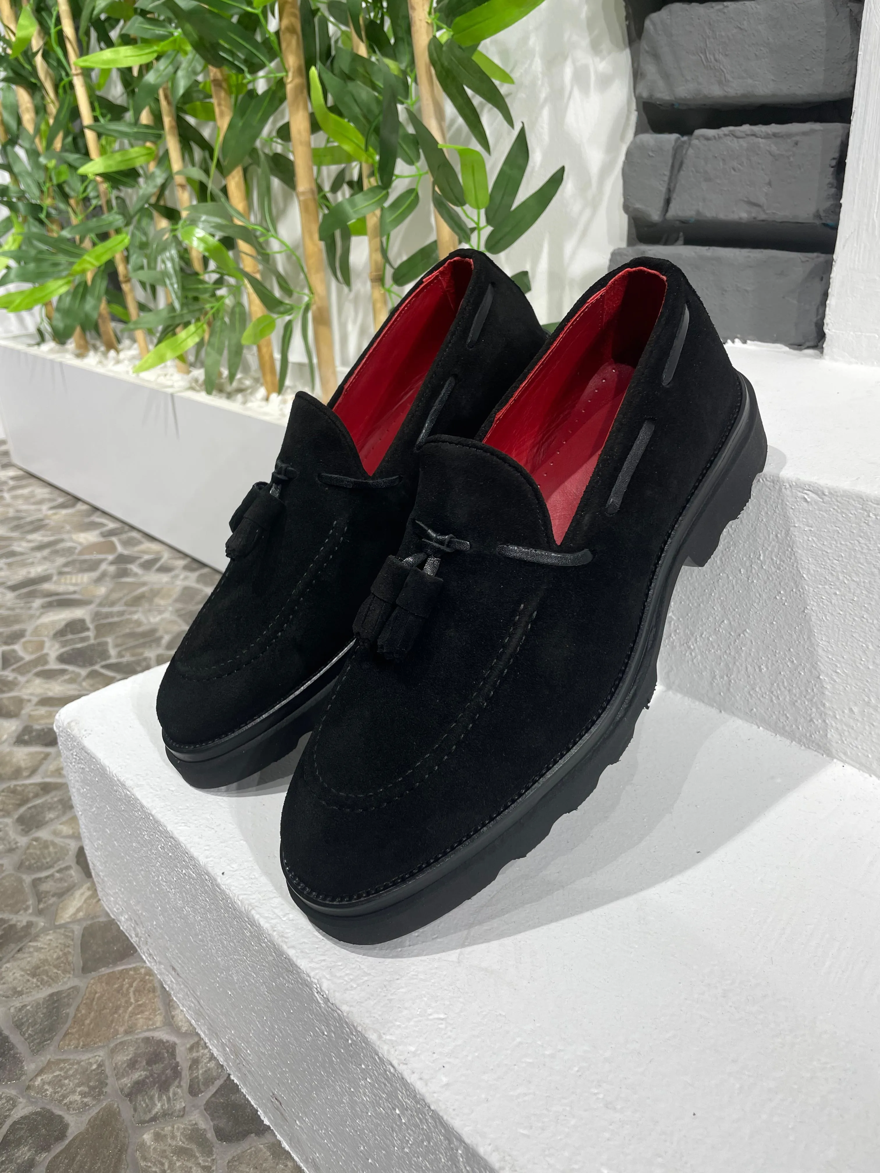 Black Suede Tassel Loafers