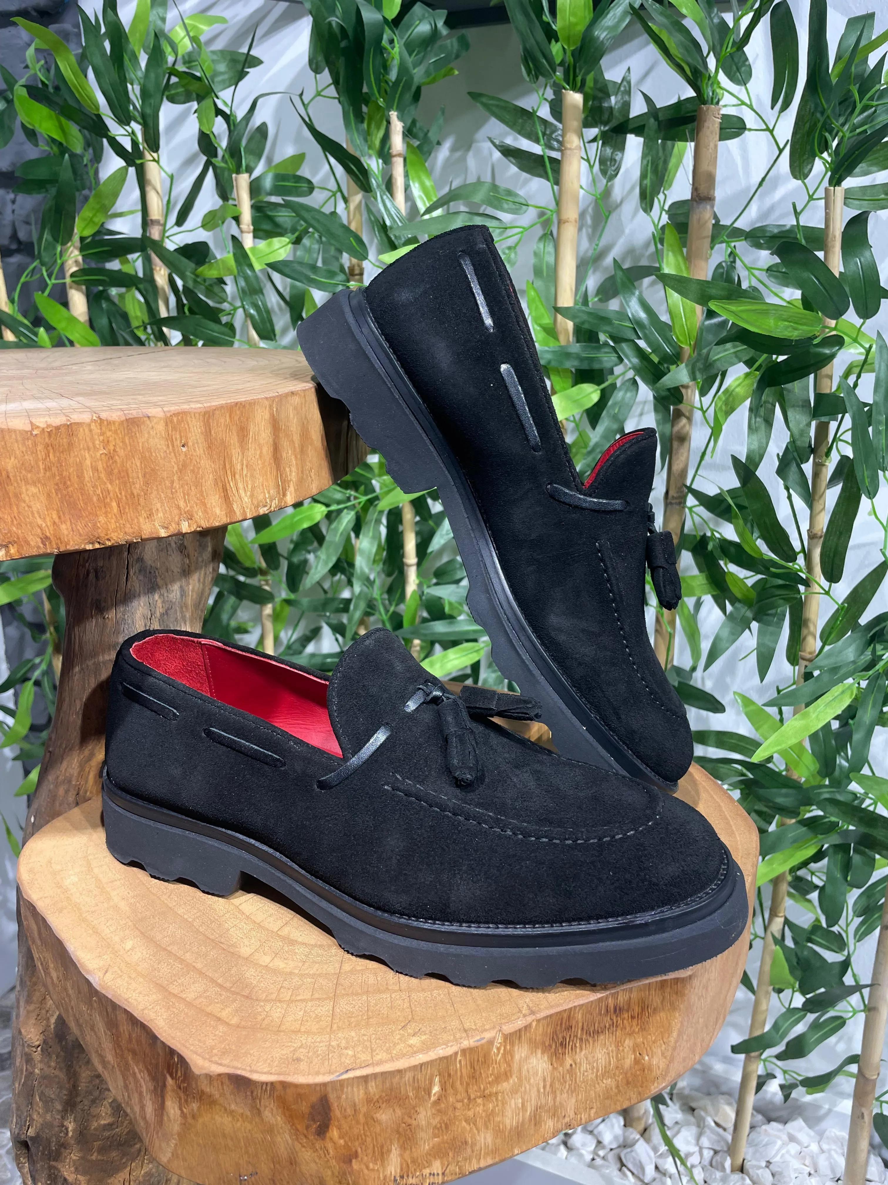 Black Suede Tassel Loafers