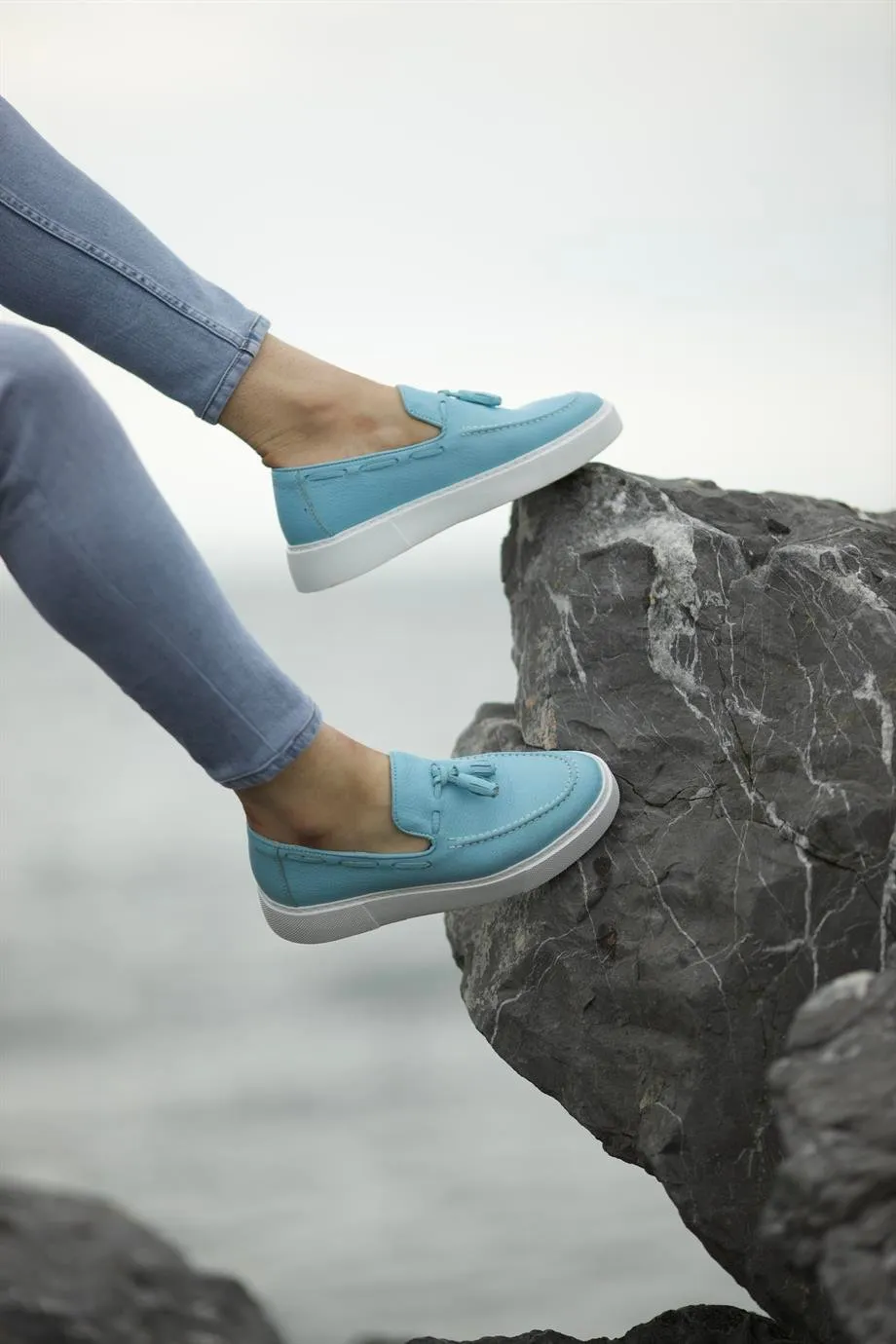 Blue Milled Leather Tassel Loafer
