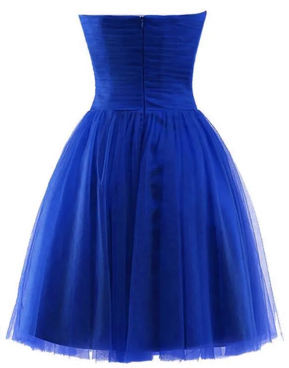 Blue Short Sweetheart Simple Party Dress, Blue Prom Dress