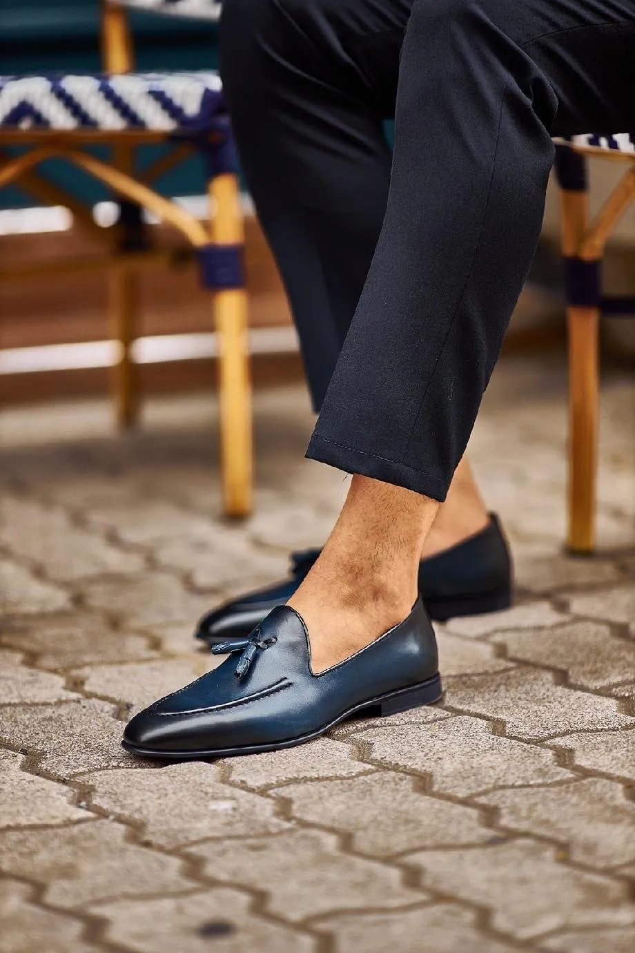 Blue Tassel Loafers