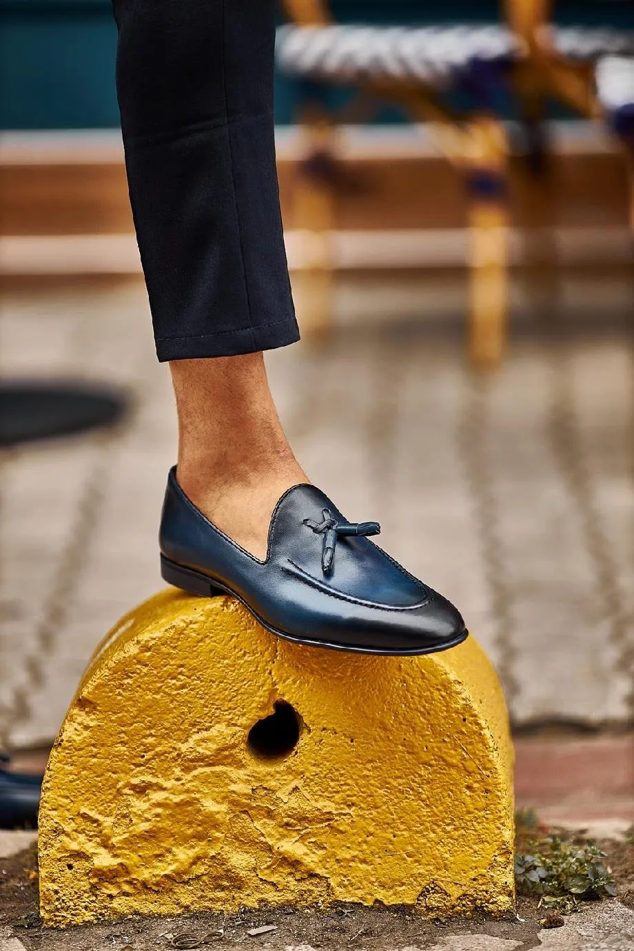 Blue Tassel Loafers