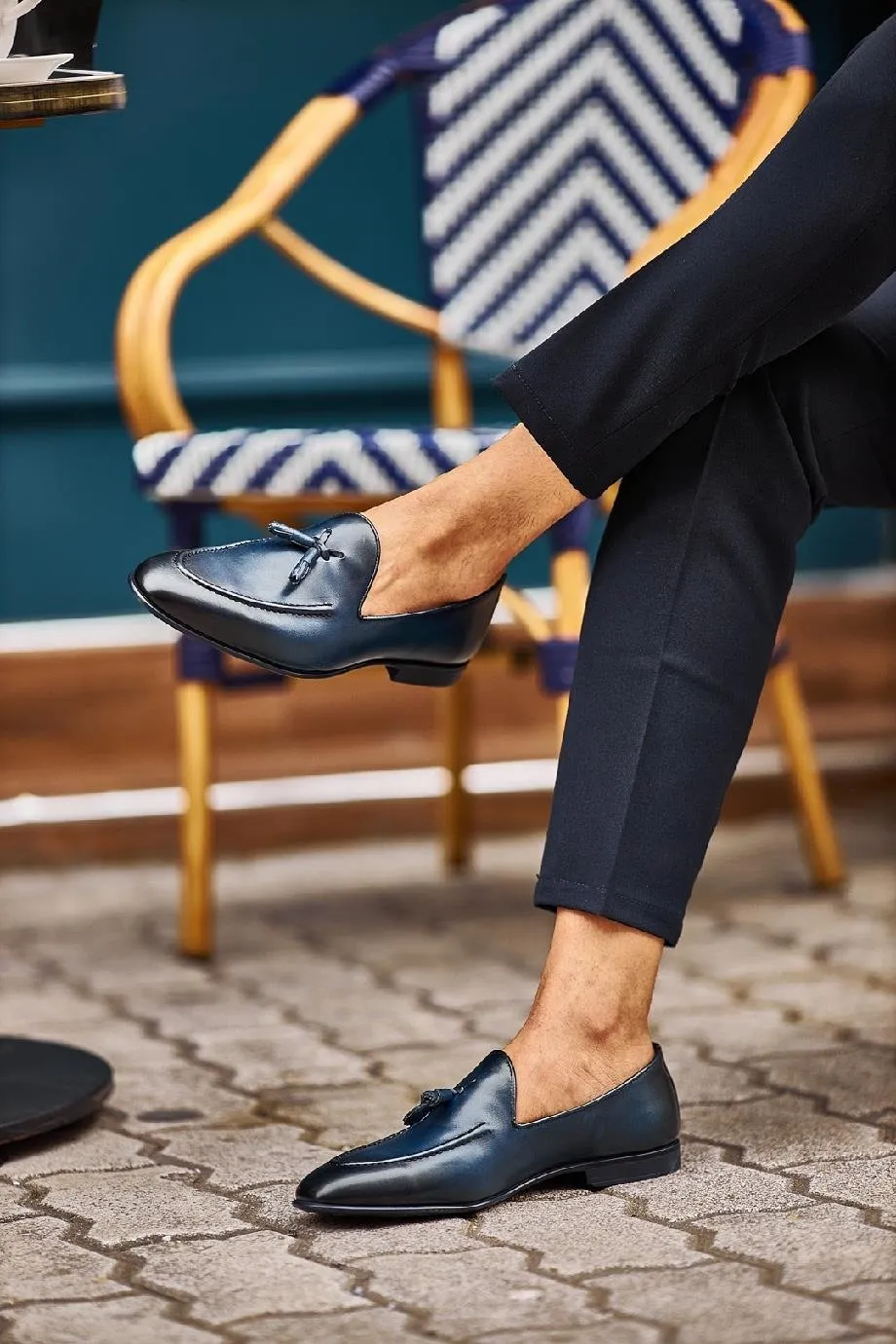 Blue Tassel Loafers