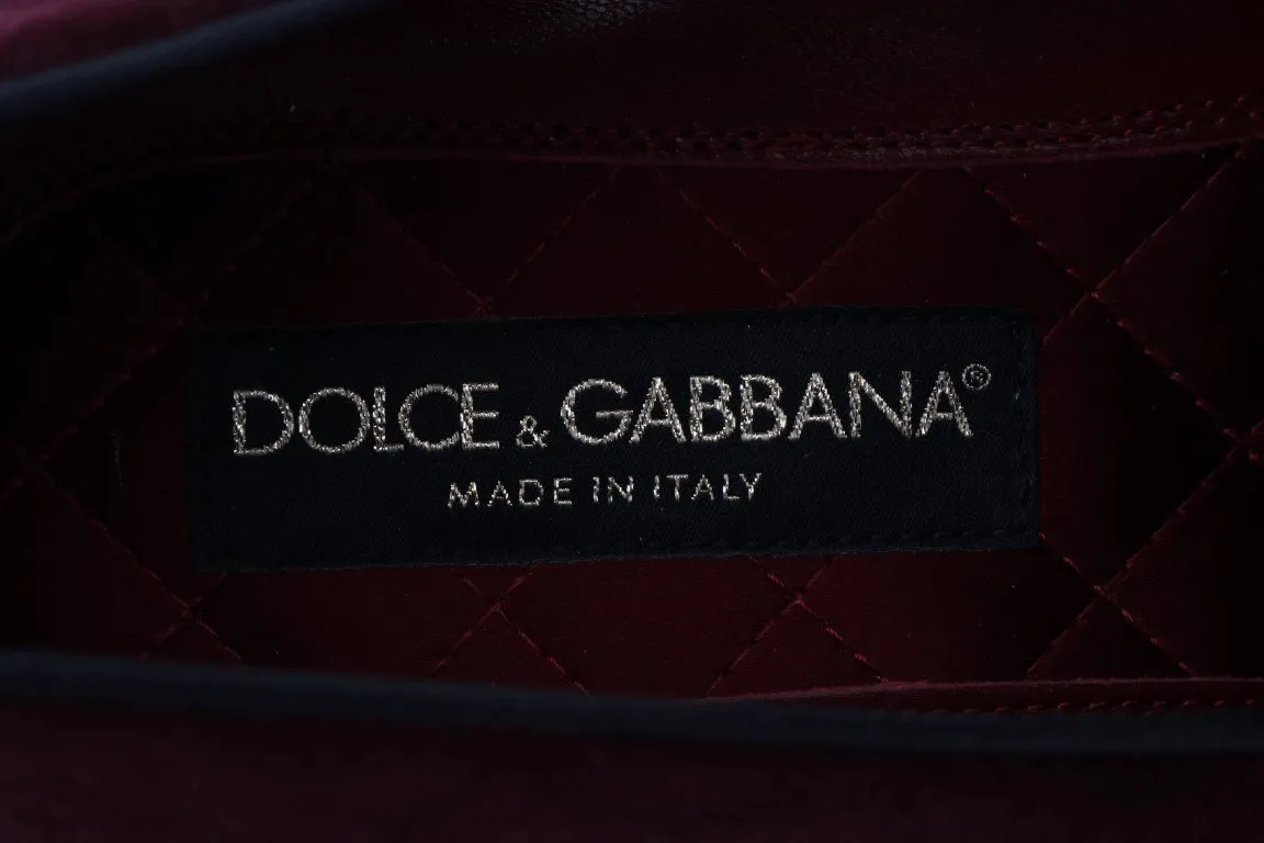 Bordeaux Floral Print Velvet Loafers