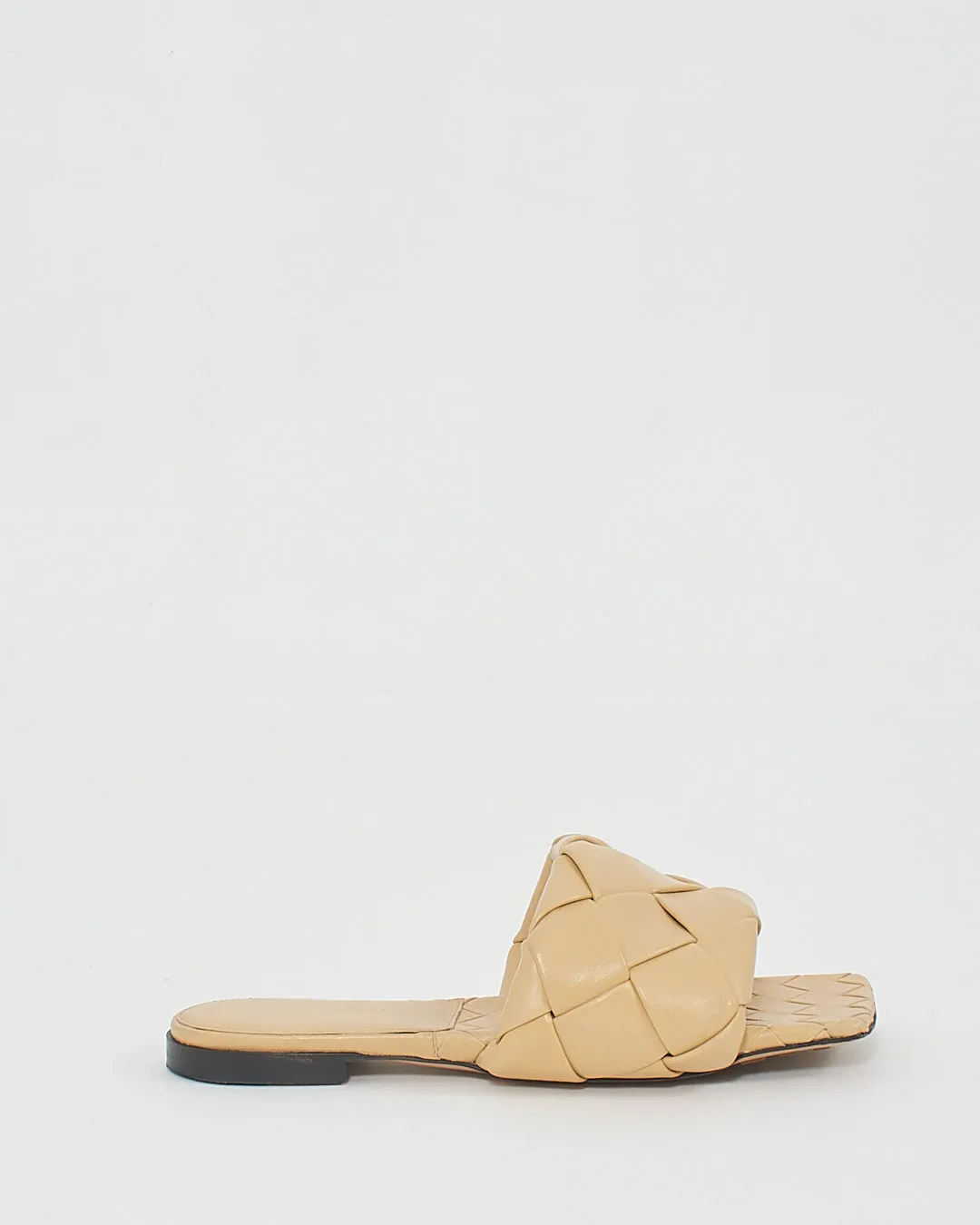Bottega Veneta Cane Sugar Intrecciato Weave Leather Slides - 38