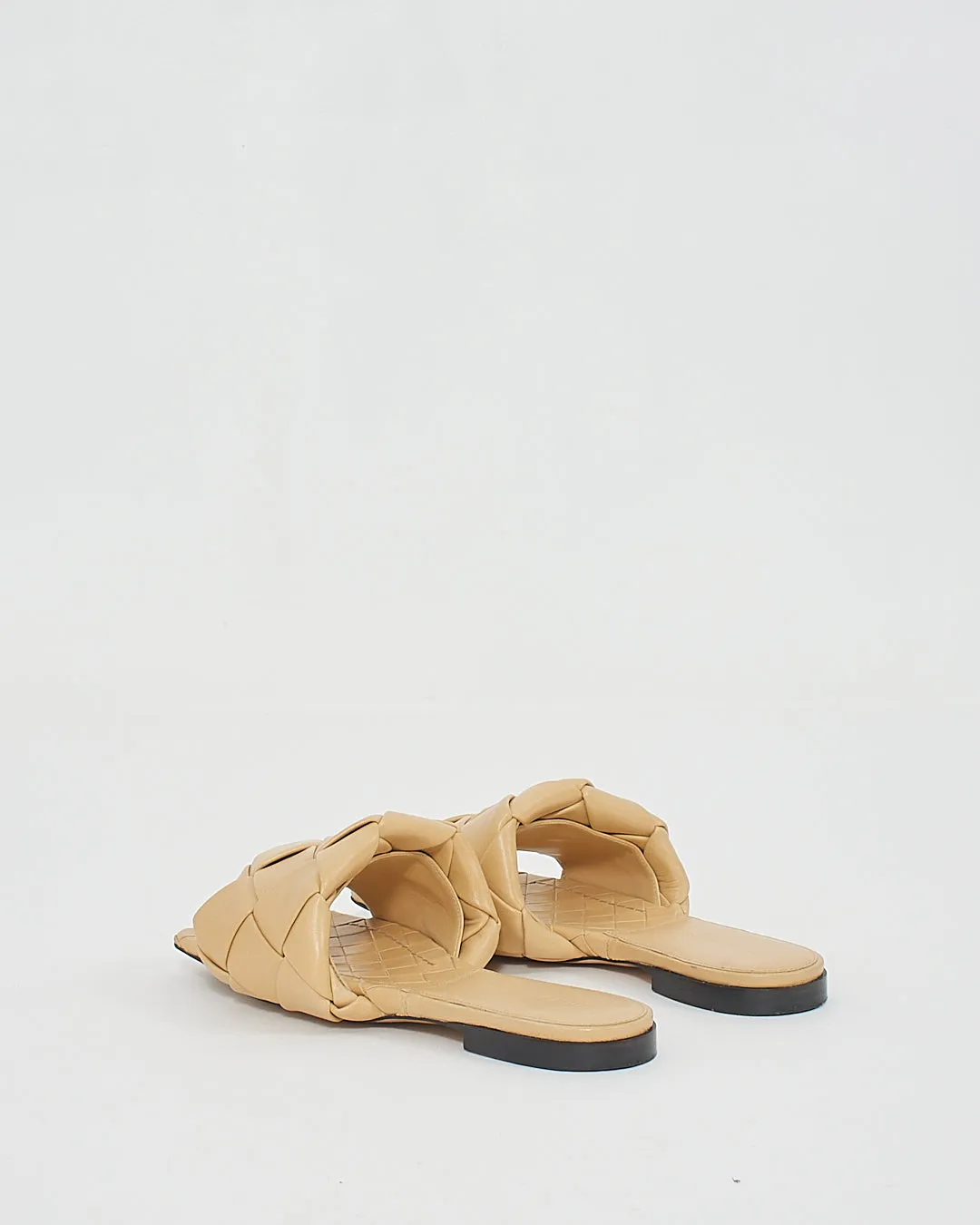 Bottega Veneta Cane Sugar Intrecciato Weave Leather Slides - 38
