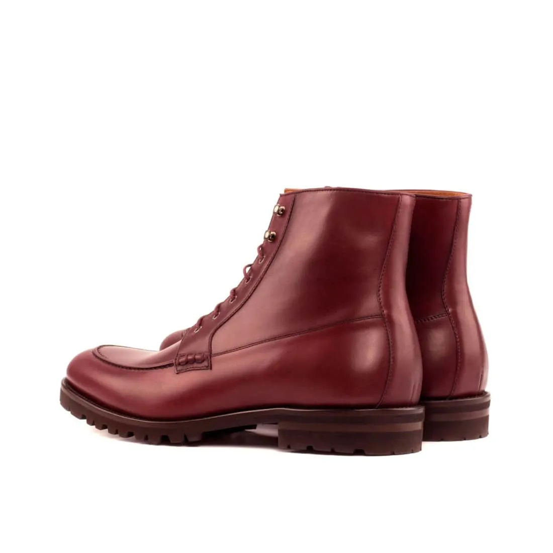 Bottines Derby Demi-Chasse en cuir bordeaux - Semelles Commando