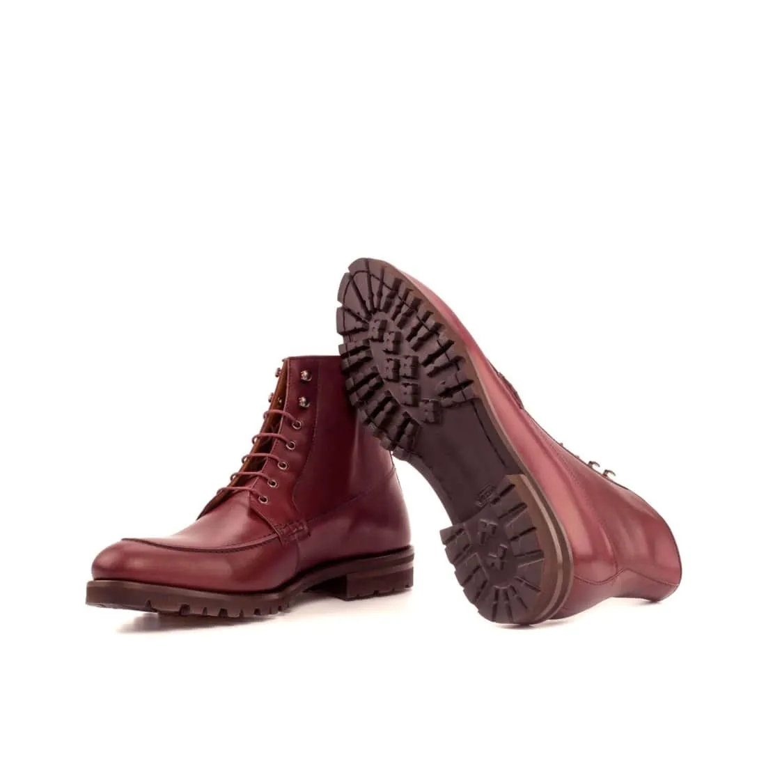 Bottines Derby Demi-Chasse en cuir bordeaux - Semelles Commando