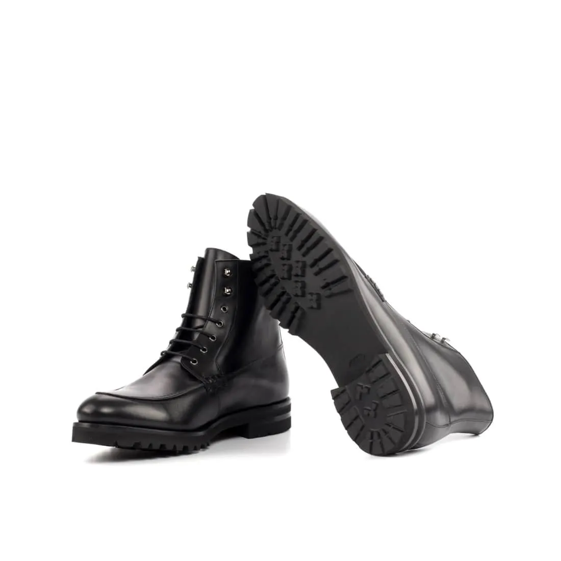 Bottines Derby Demi-Chasse en cuir noir - Semelles Commando