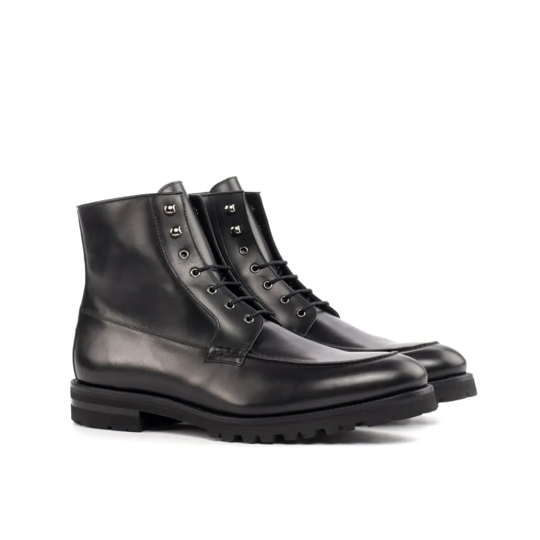 Bottines Derby Demi-Chasse en cuir noir - Semelles Commando