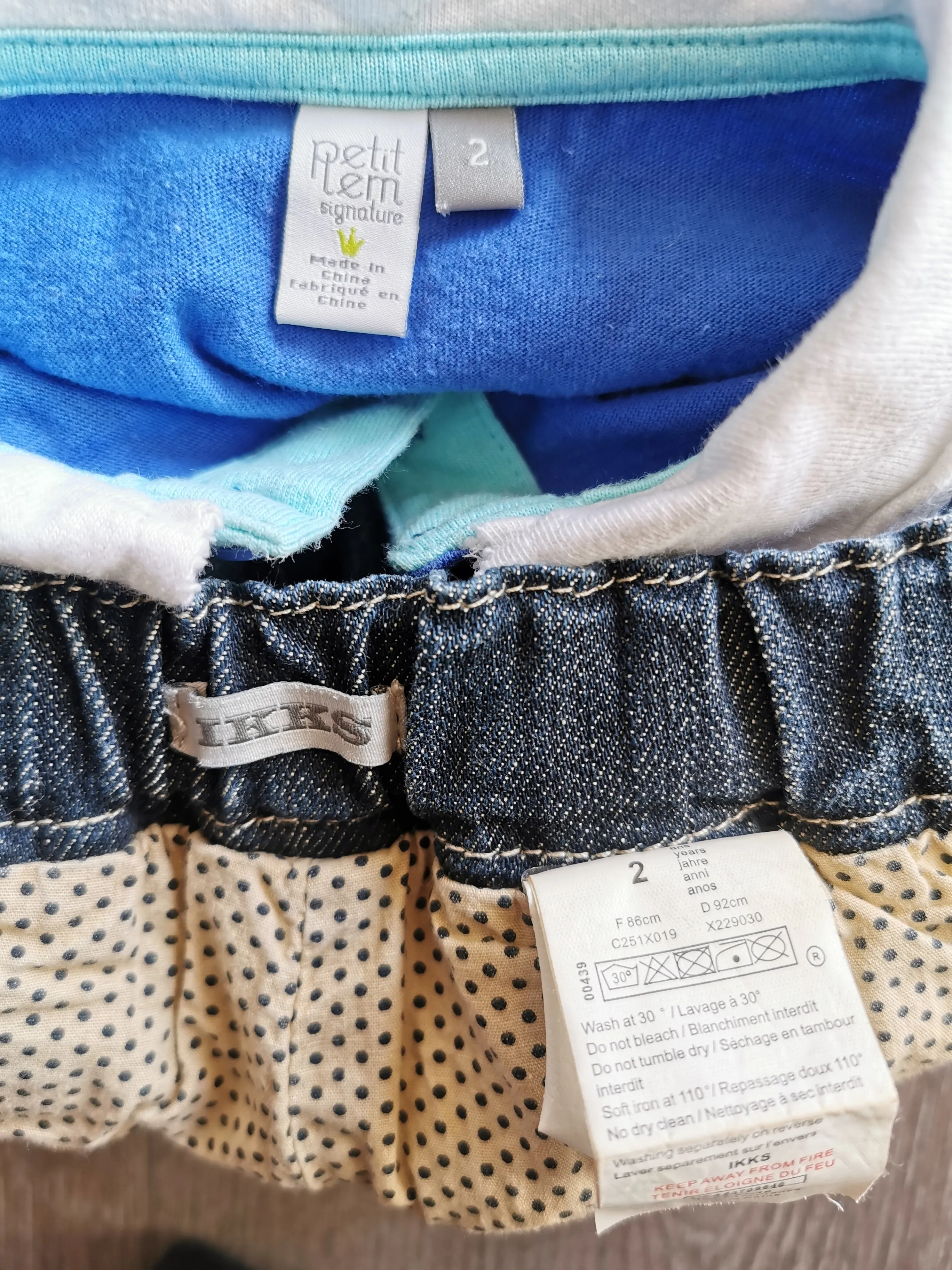BOY SIZE 2 YEARS - IKKS & PETIT LEM SIGNATURE, Designer Fashion, 2 Piece Mix N Match Outfit EUC B23