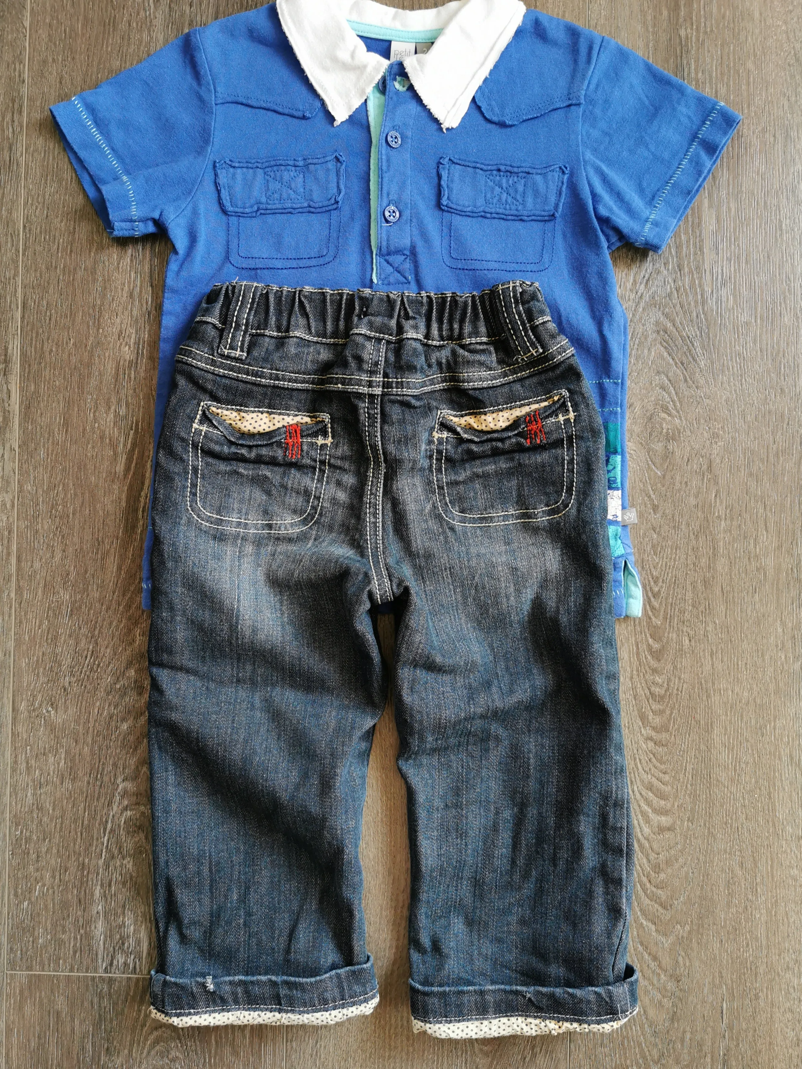 BOY SIZE 2 YEARS - IKKS & PETIT LEM SIGNATURE, Designer Fashion, 2 Piece Mix N Match Outfit EUC B23