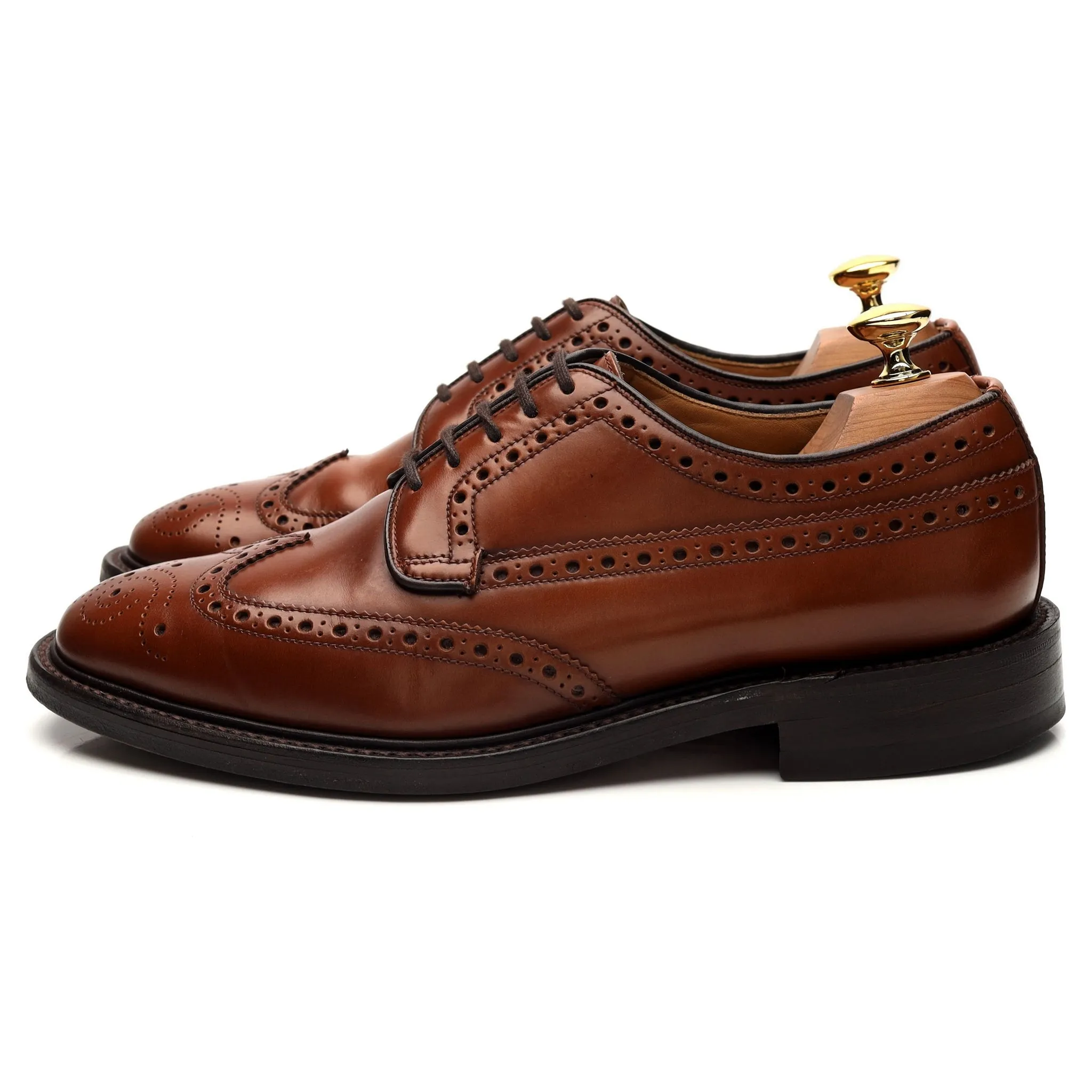 'Braemar' Tan Brown Leather Derby Brogue UK 6.5