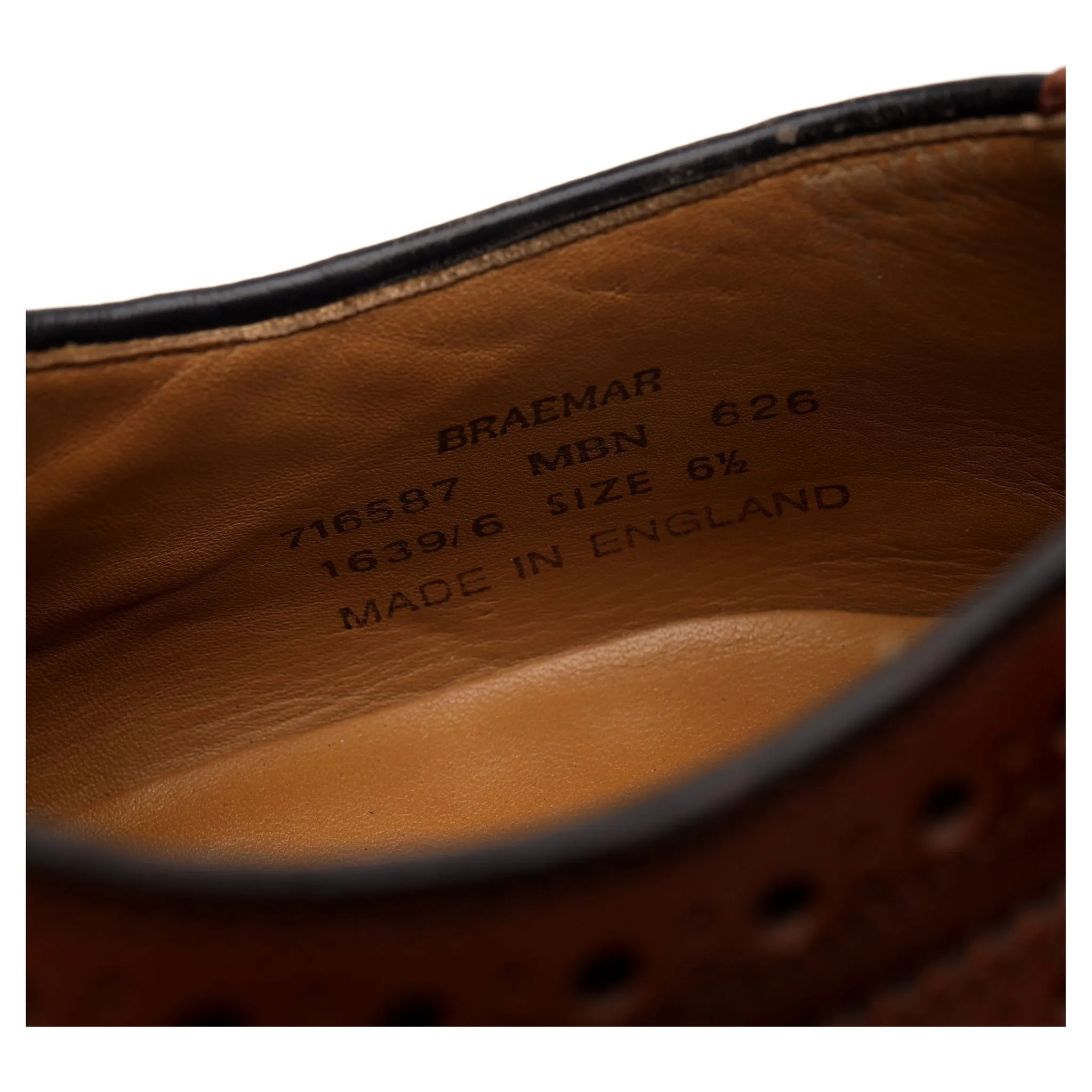 'Braemar' Tan Brown Leather Derby Brogue UK 6.5
