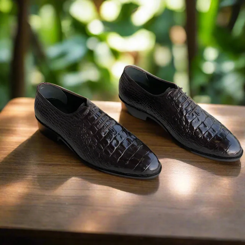 Brown Croc Eulalie Wholecut Oxfords Shoes - Formal Shoes