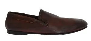 Brown Leather Bang Boom Loafers
