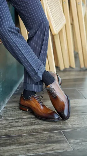 Brown Leather Chestnut  Whole cut Oxfords - Formal Shoes