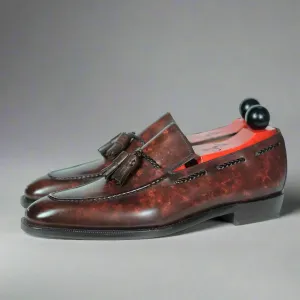Brown Leather Slip On Lysander Tassel Loafers - Loafers