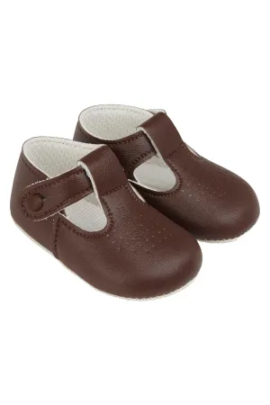 Brown T-Bar Soft Sole Shoes