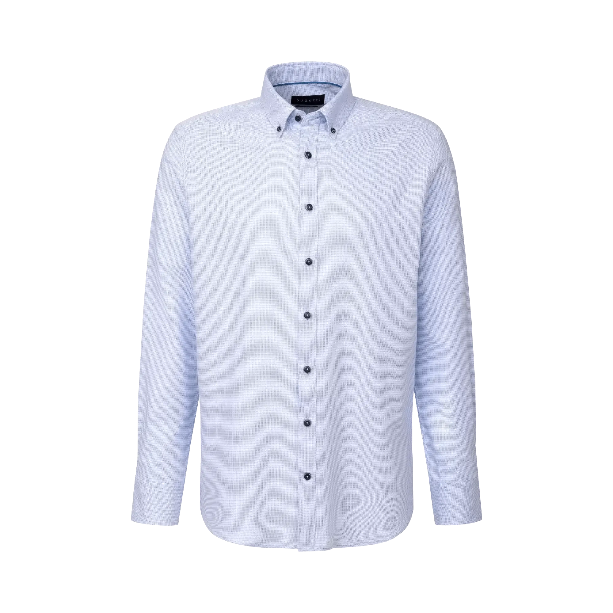 Bugatti Men's Casual Shirt In A Fine Two-Tone Fabric Light Blue