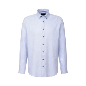 Bugatti Men's Casual Shirt In A Fine Two-Tone Fabric Light Blue