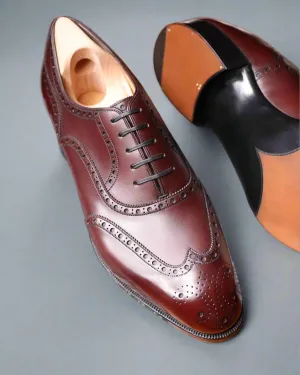 BURGUNDY LEATHER MODENA BROGUE WINGTIP OXFORD SHOE-FORMAL SHOES