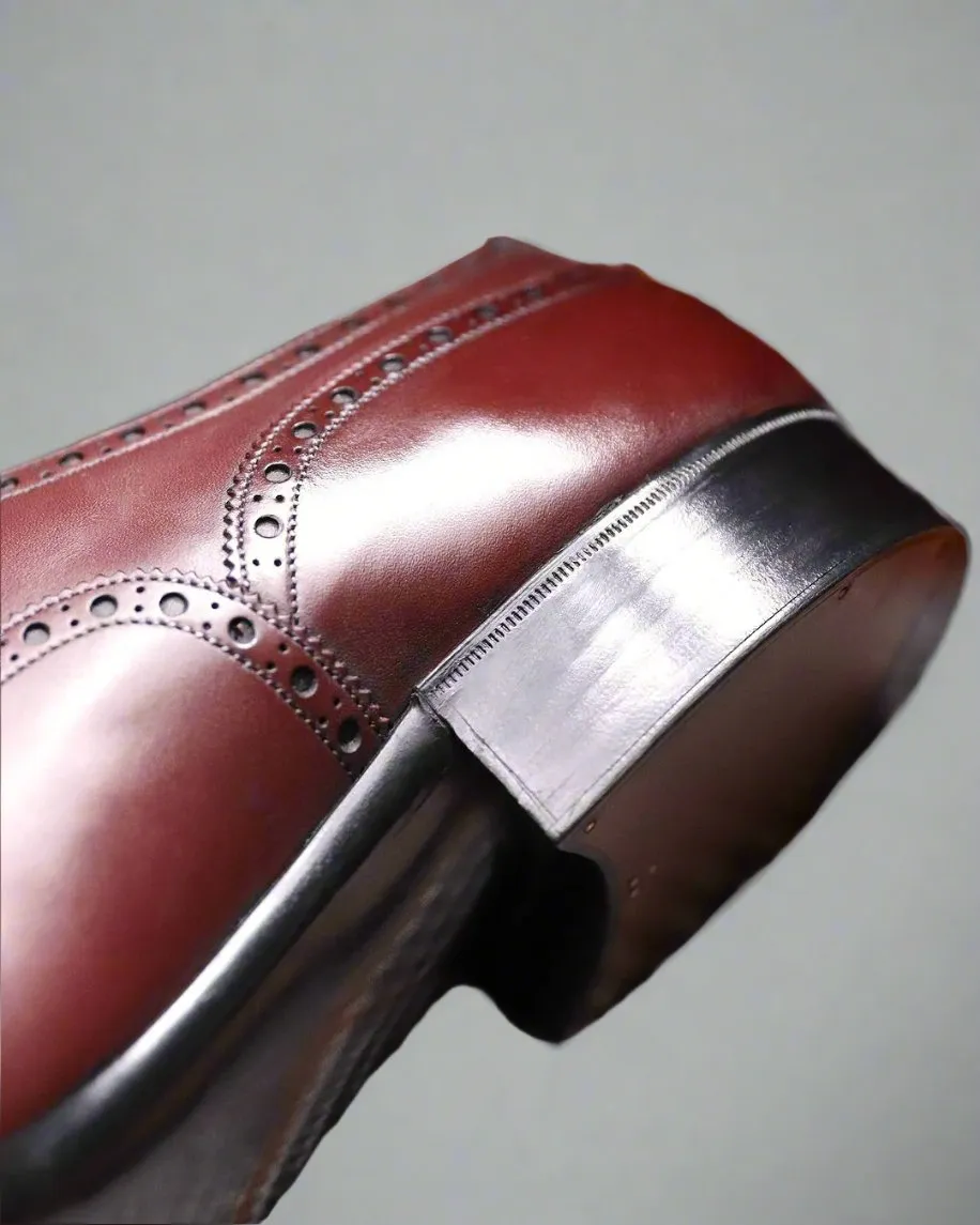 BURGUNDY LEATHER MODENA BROGUE WINGTIP OXFORD SHOE-FORMAL SHOES