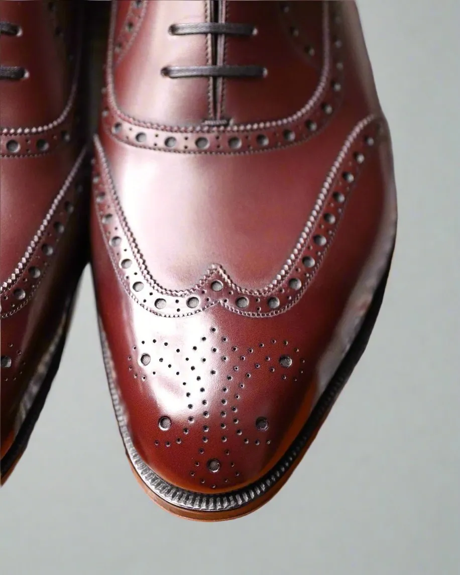 BURGUNDY LEATHER MODENA BROGUE WINGTIP OXFORD SHOE-FORMAL SHOES