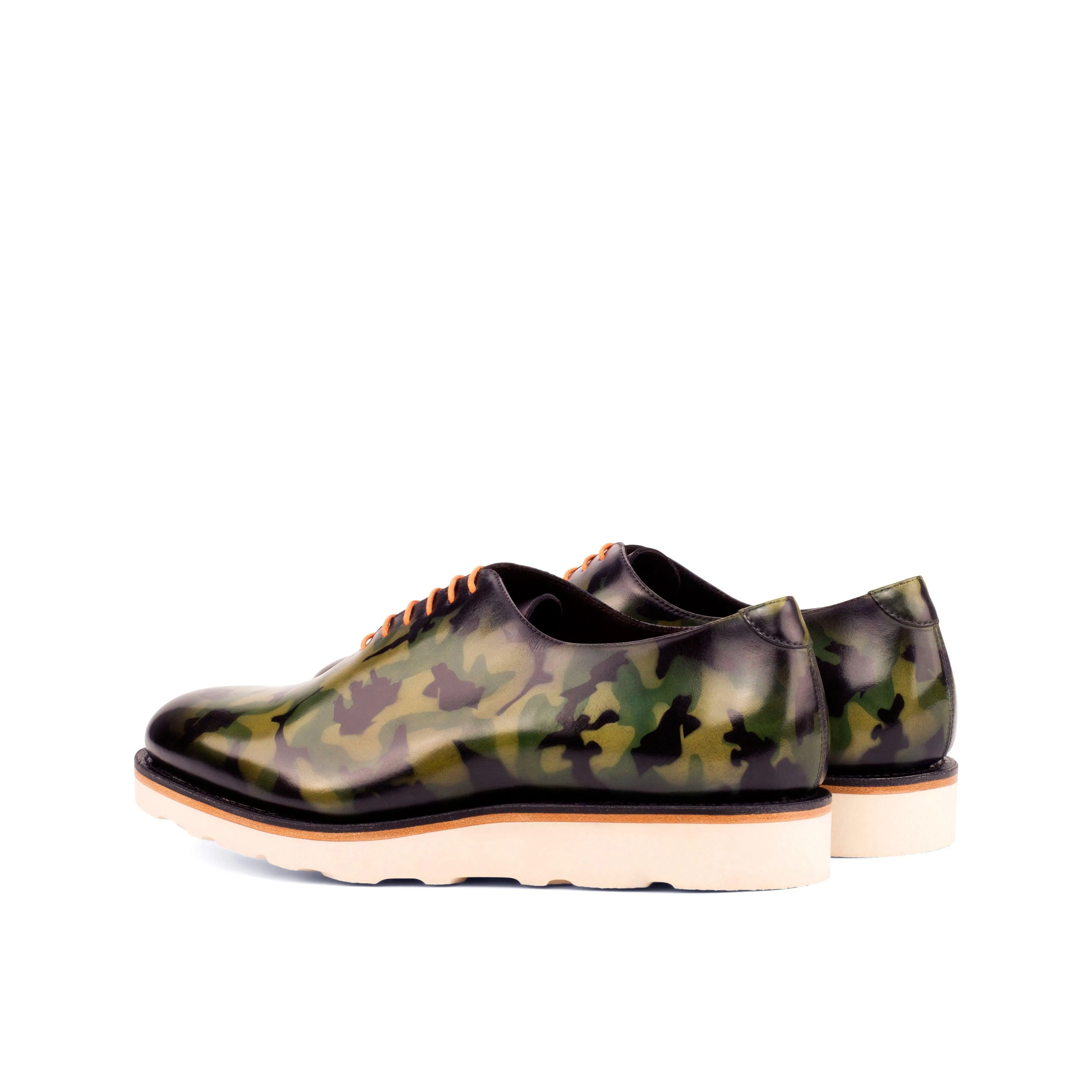 Camouflage Patina Leather Wholecut Shoes