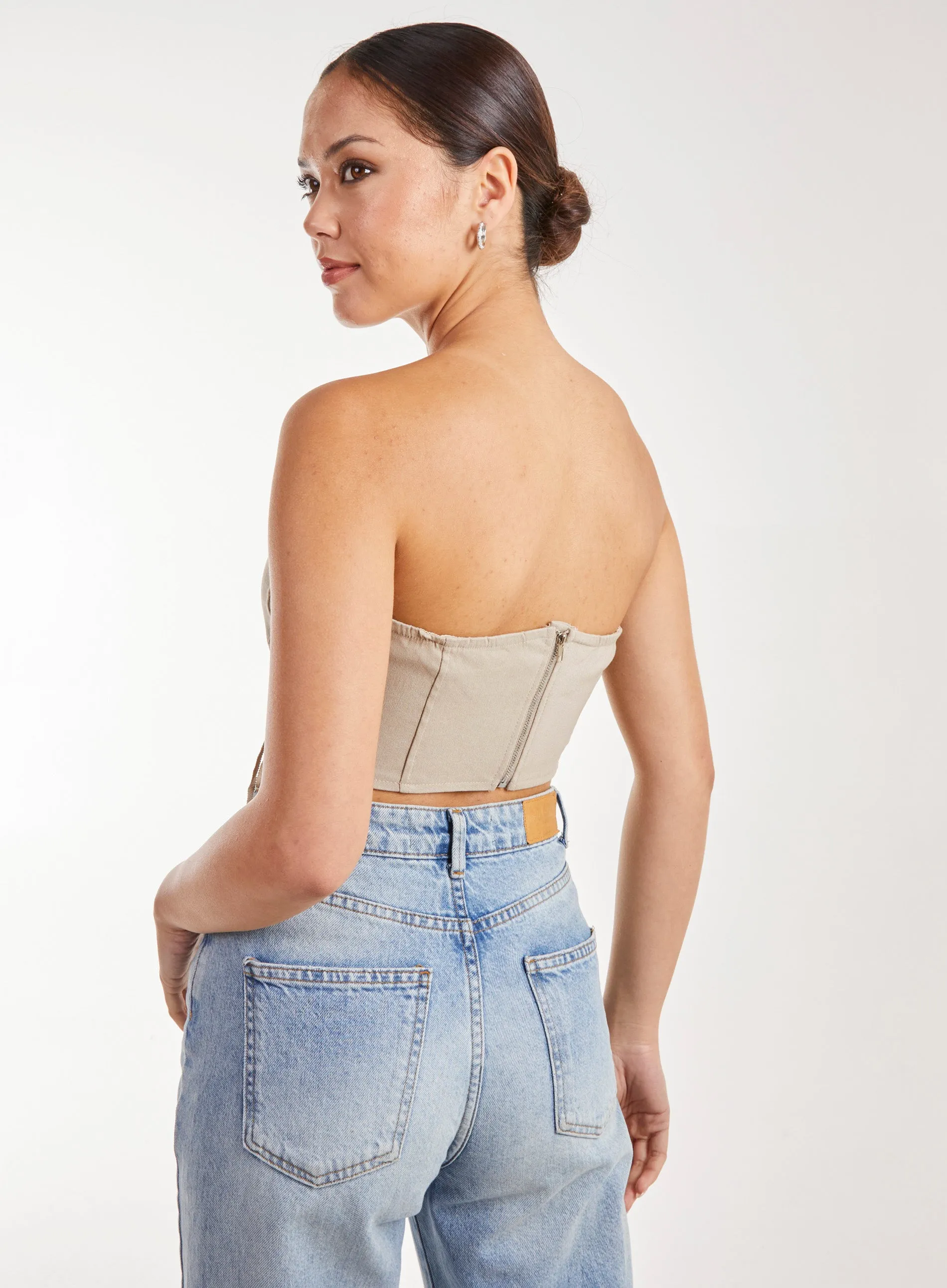 Cargo Side Lace Up Corset Bandeau Top