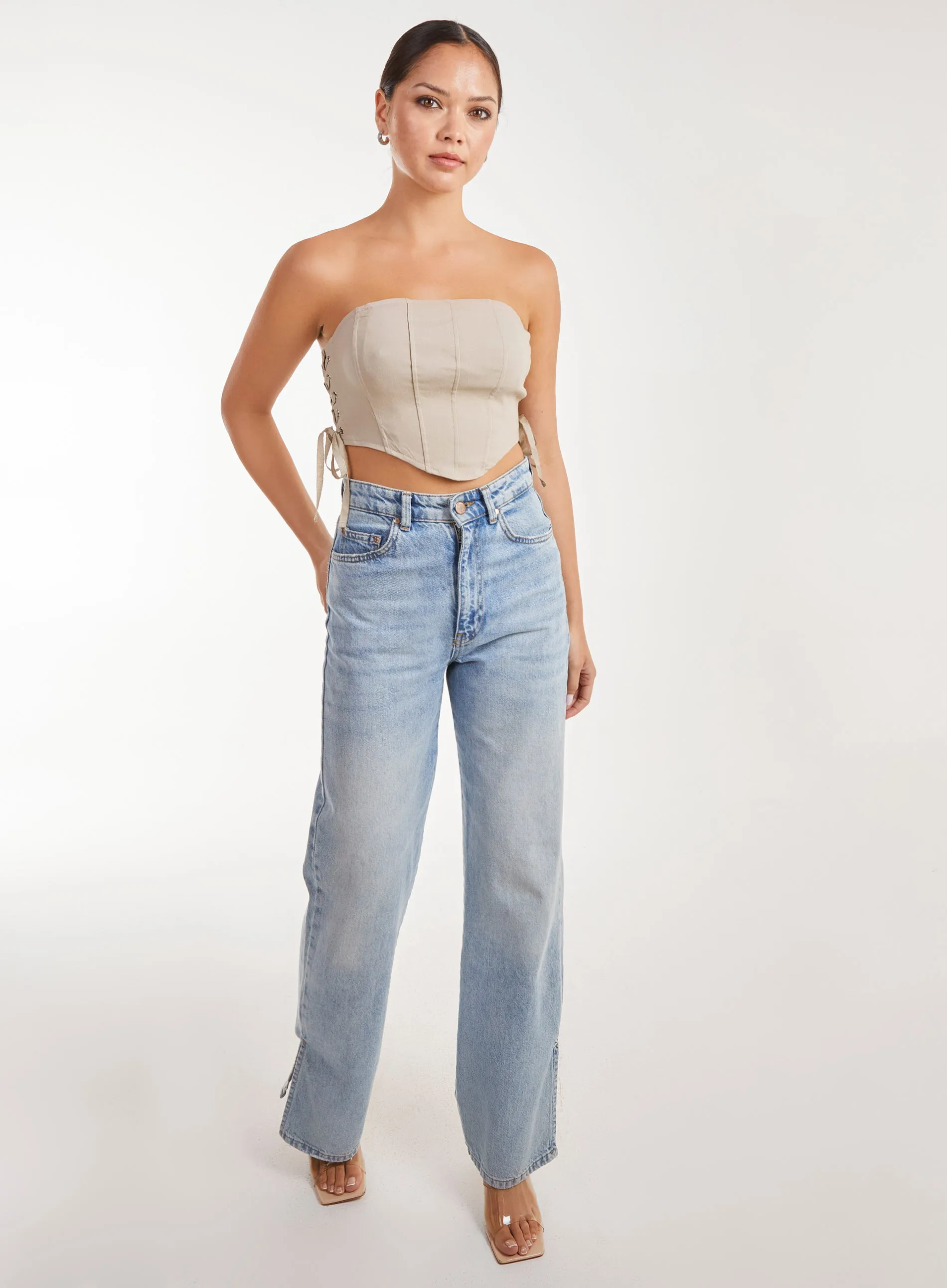 Cargo Side Lace Up Corset Bandeau Top