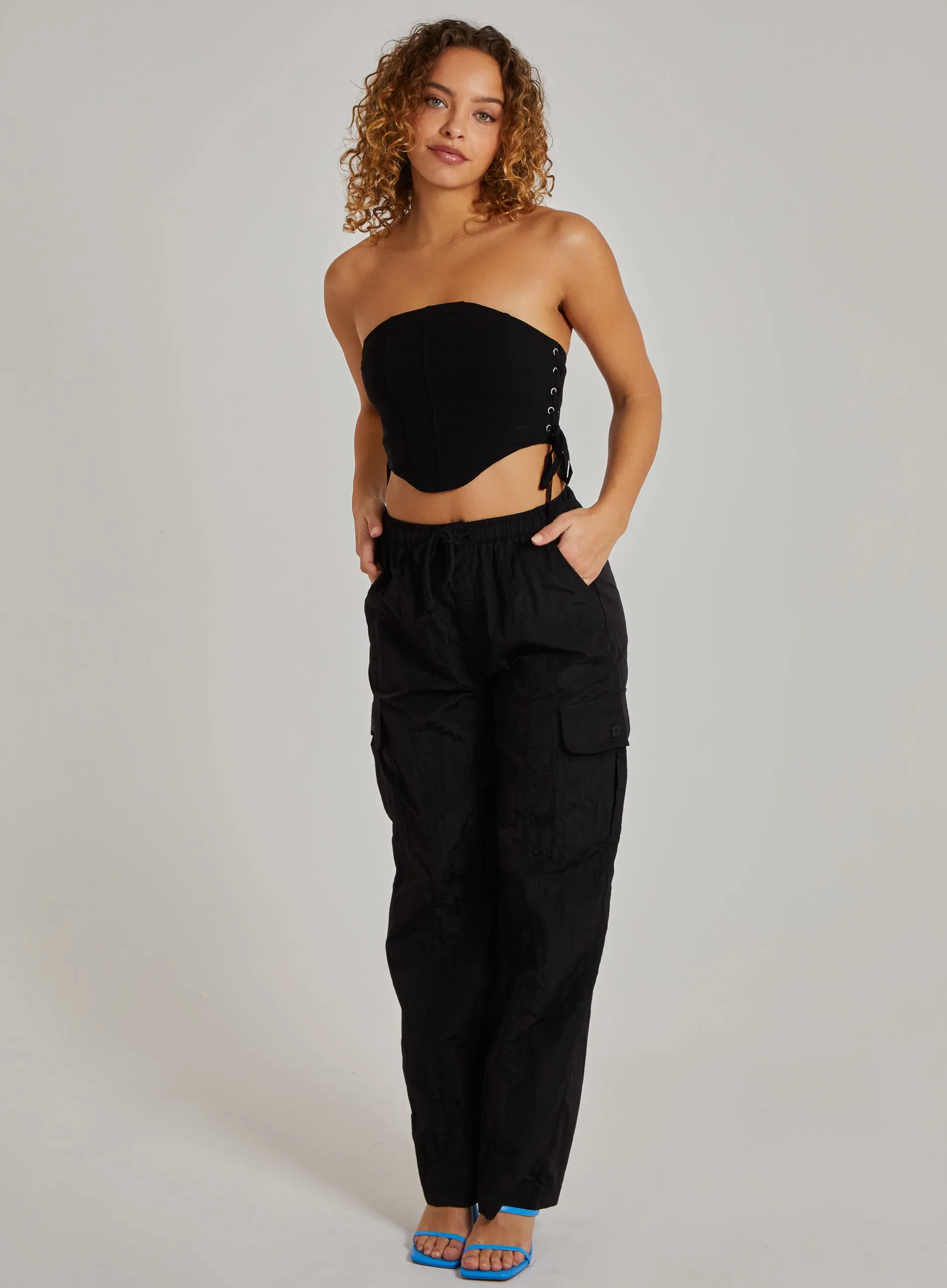 Cargo Side Lace Up Corset Bandeau Top