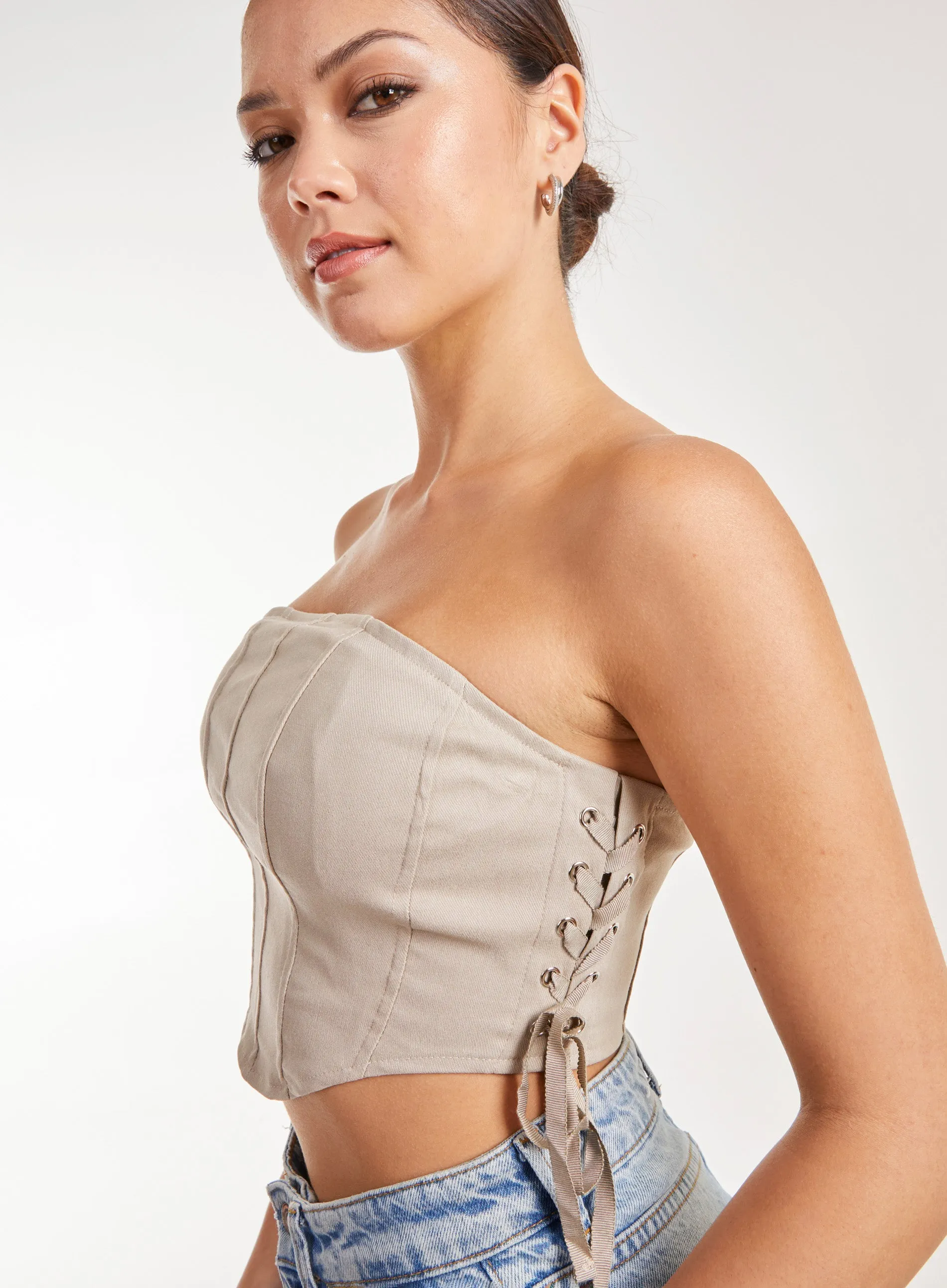 Cargo Side Lace Up Corset Bandeau Top