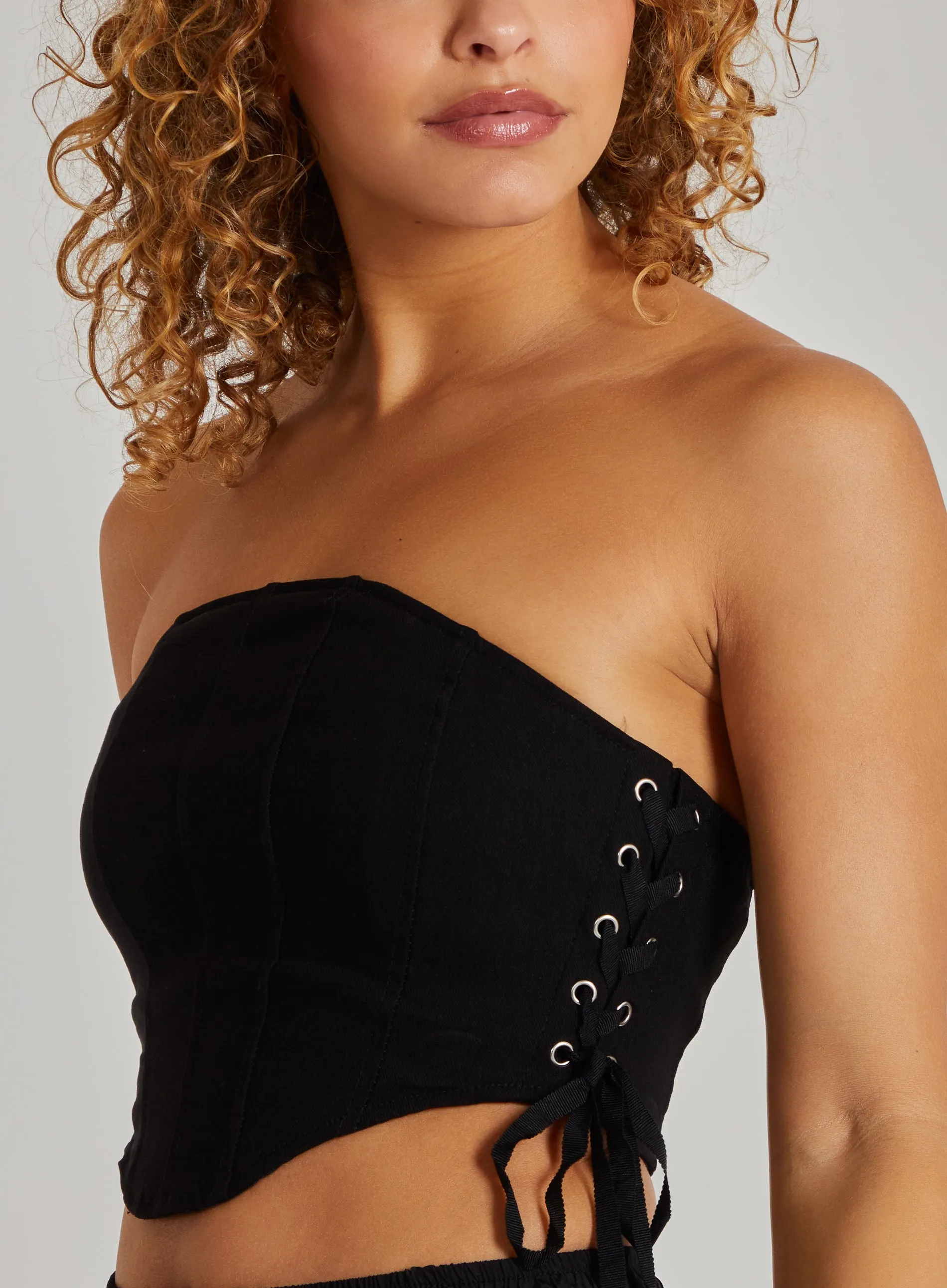 Cargo Side Lace Up Corset Bandeau Top
