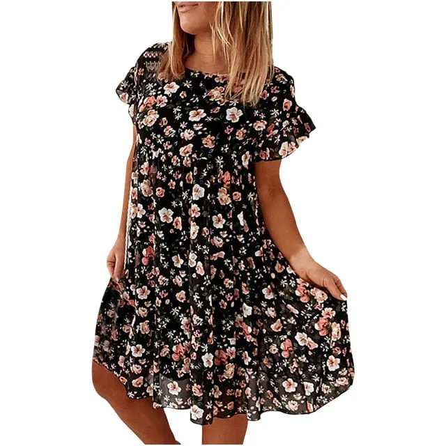 Casual Floral Print Dress