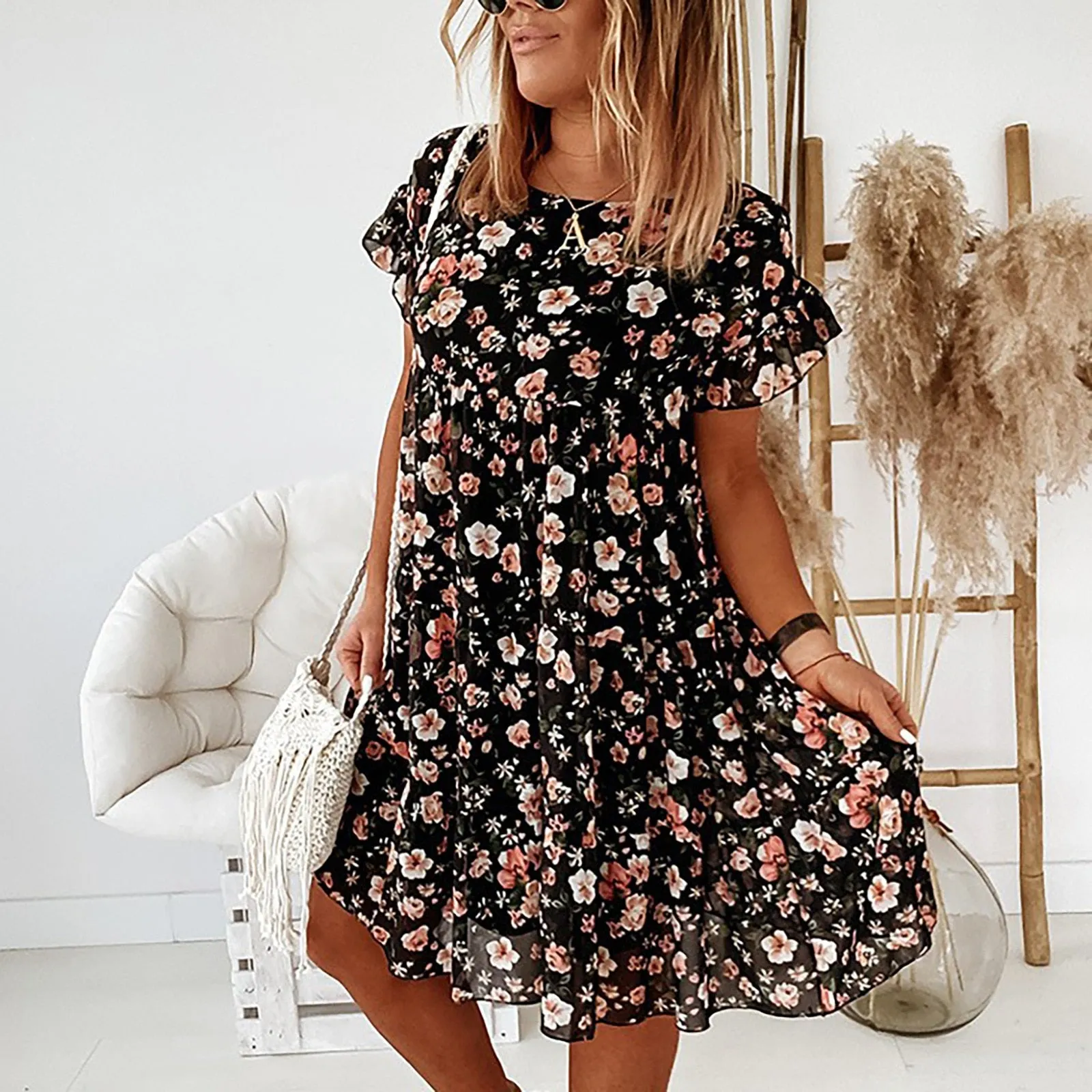 Casual Floral Print Dress