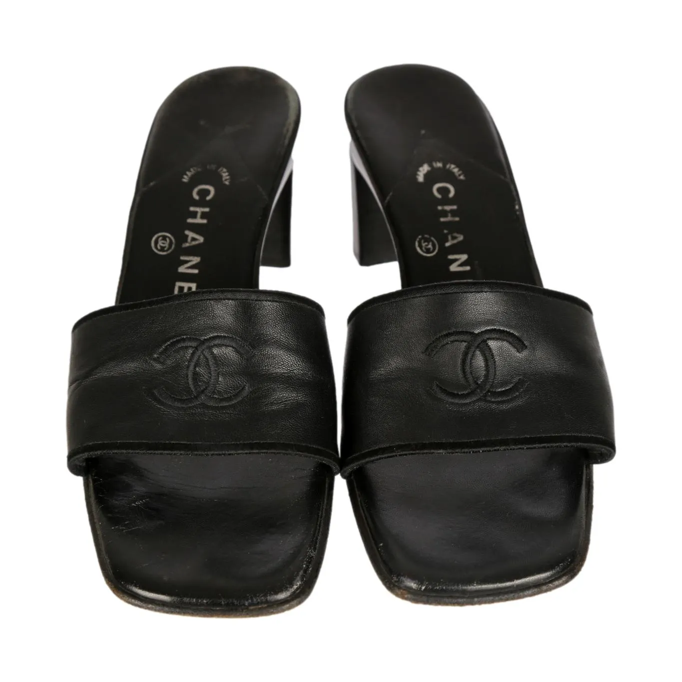 Chanel Black Logo Mules